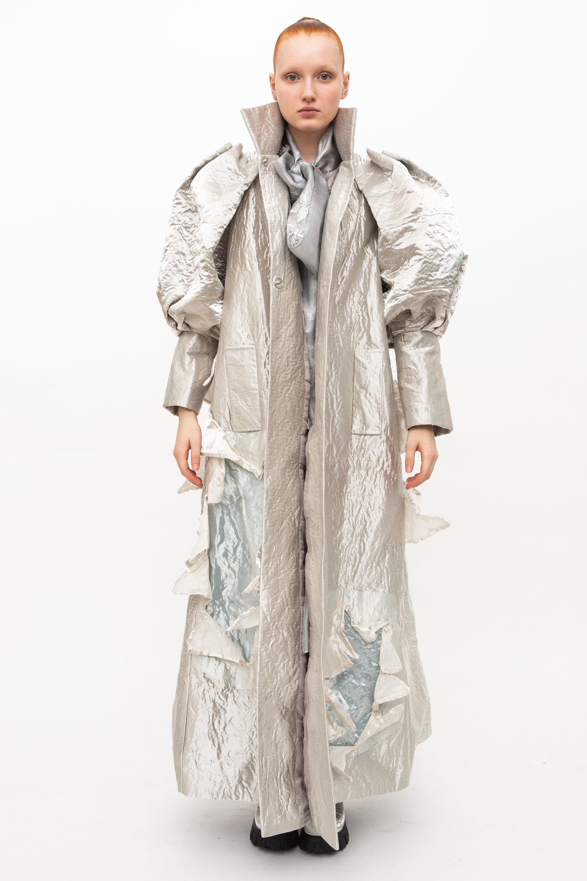 Coat Sculptural Silver handmade