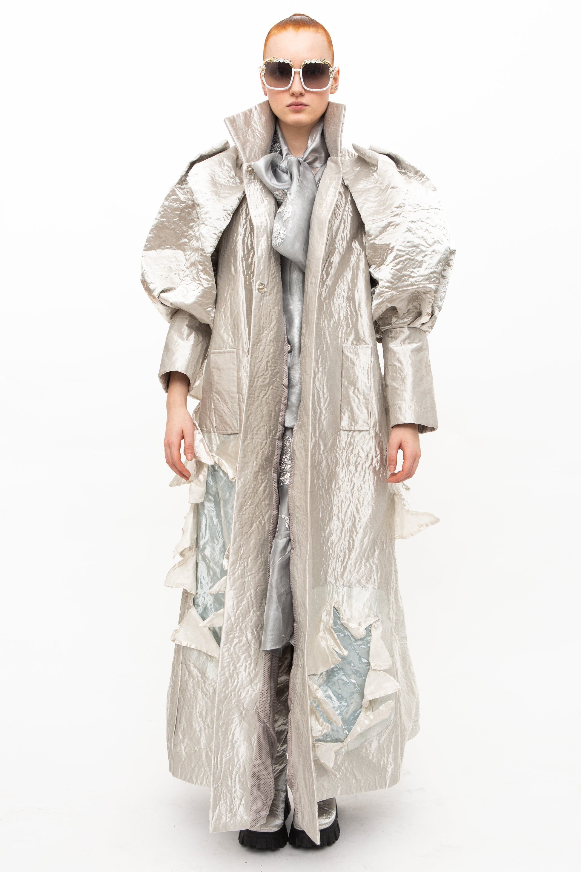 Coat Sculptural Silver handmade