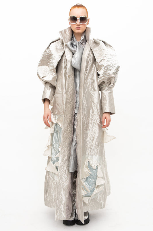Coat Sculptural Silver handmade