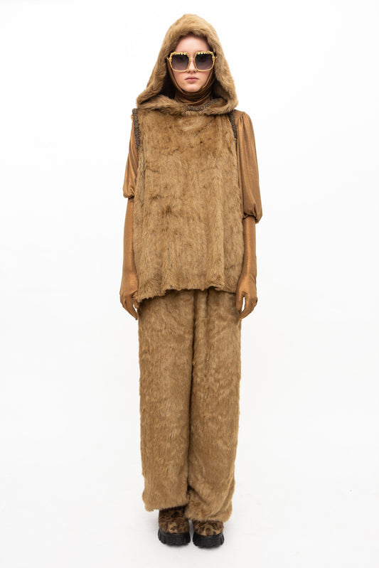 Pants Faux Fur Brown