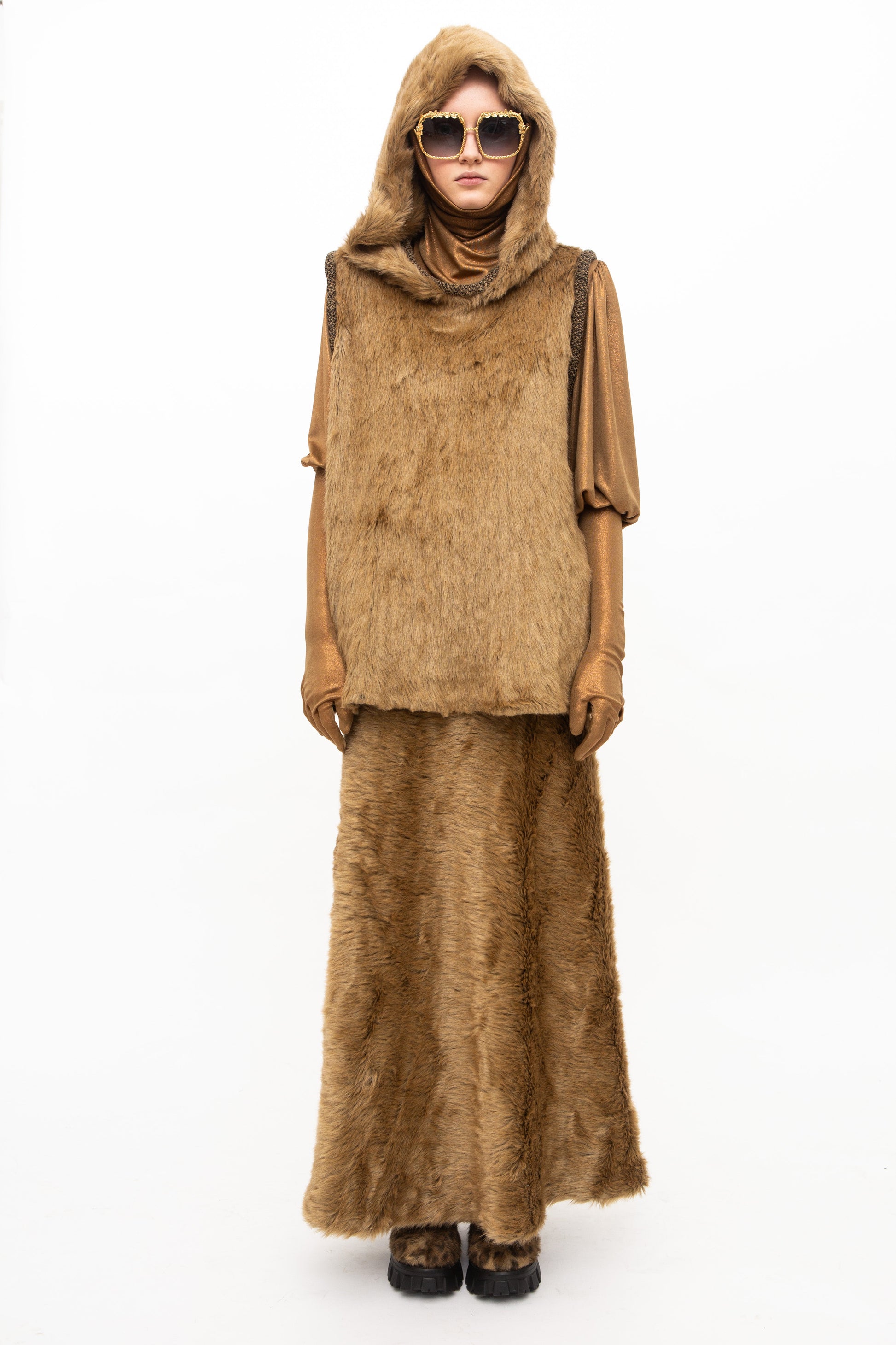Vest Faux Fur Brown