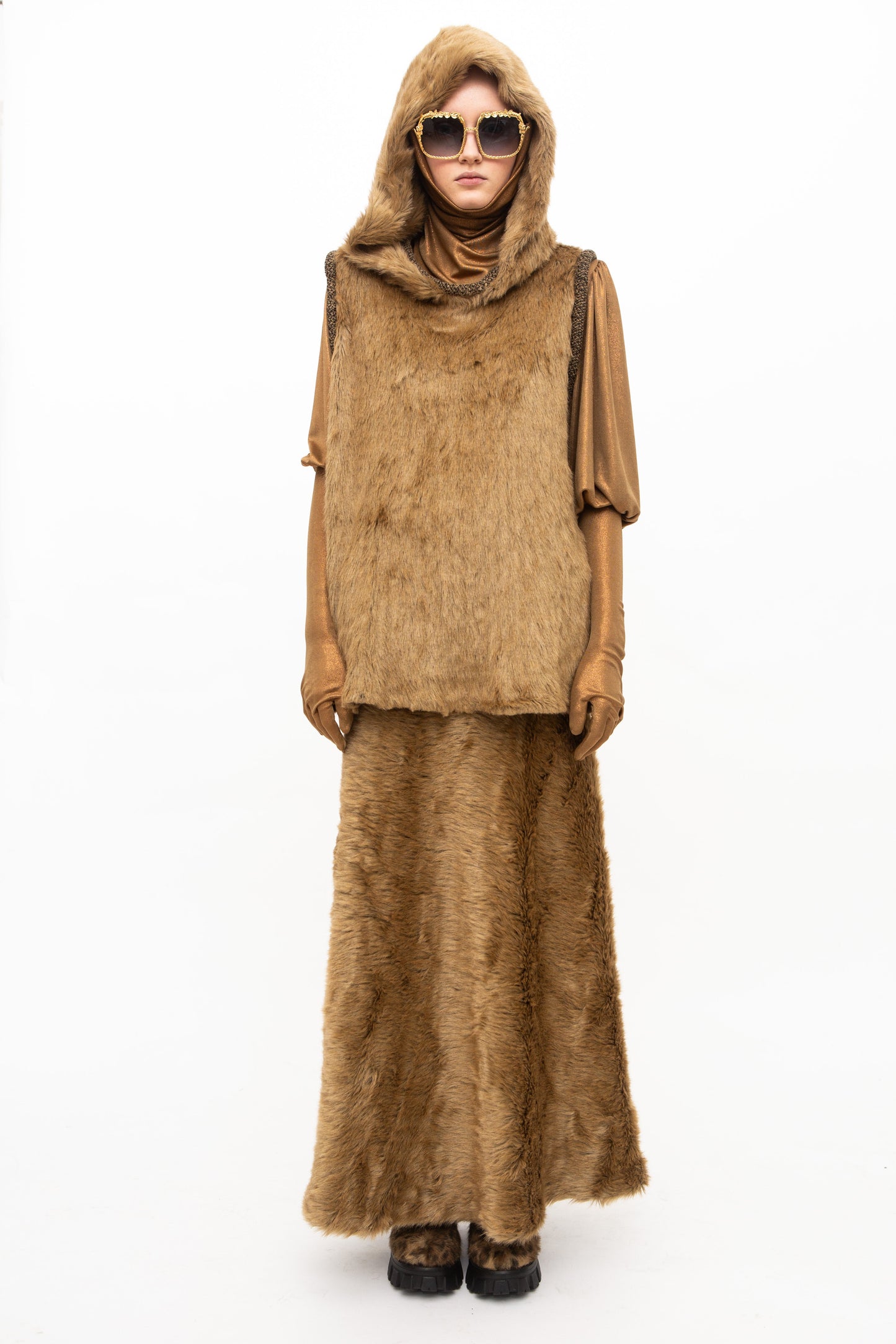 Hoody Faux Fur Brown