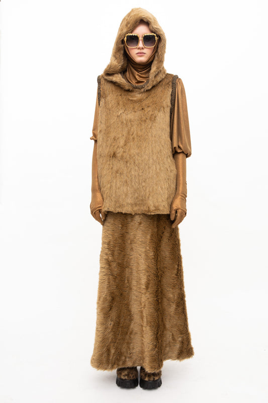 Hoody Faux Fur Brown