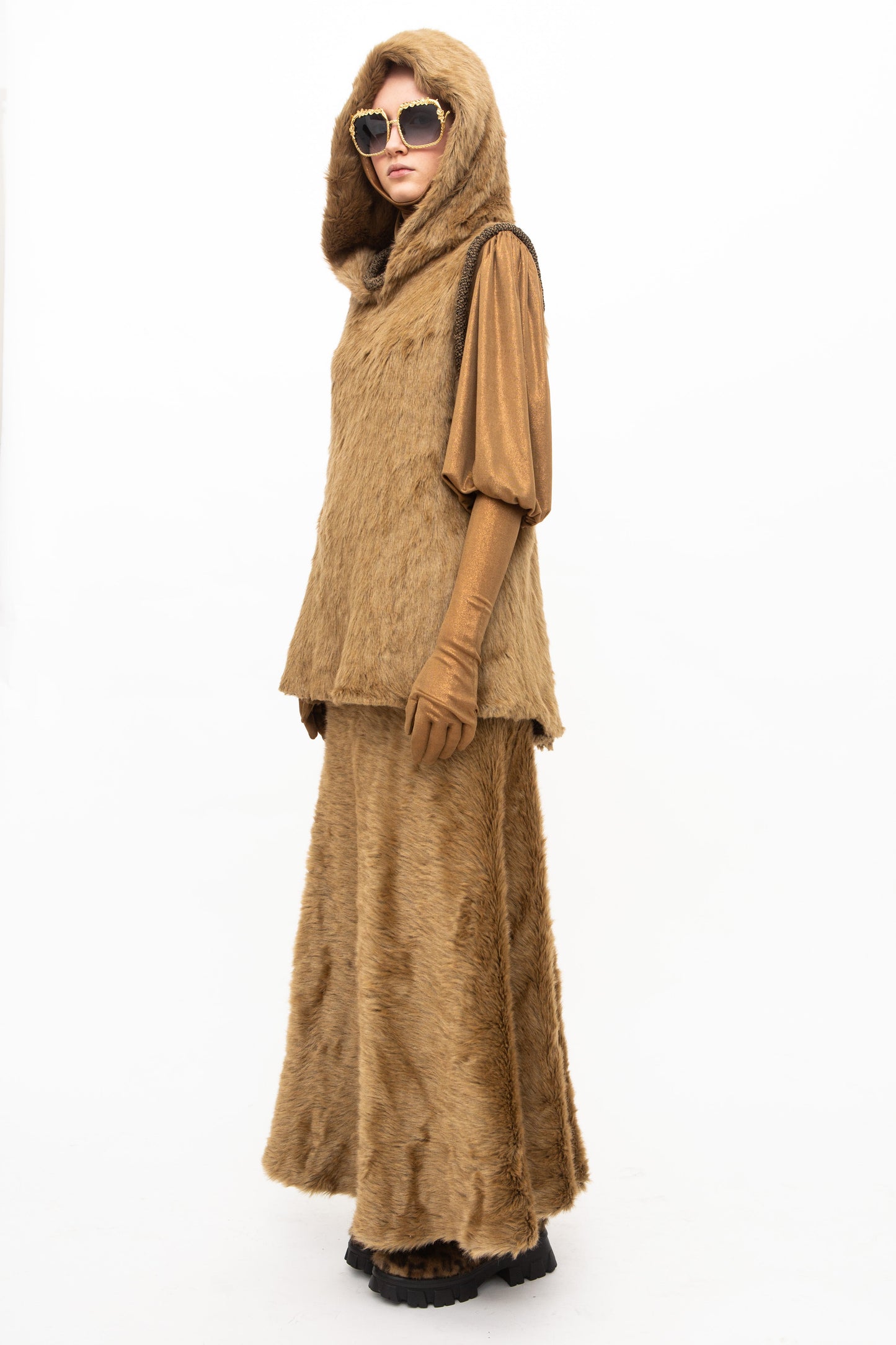 Hoody Faux Fur Brown