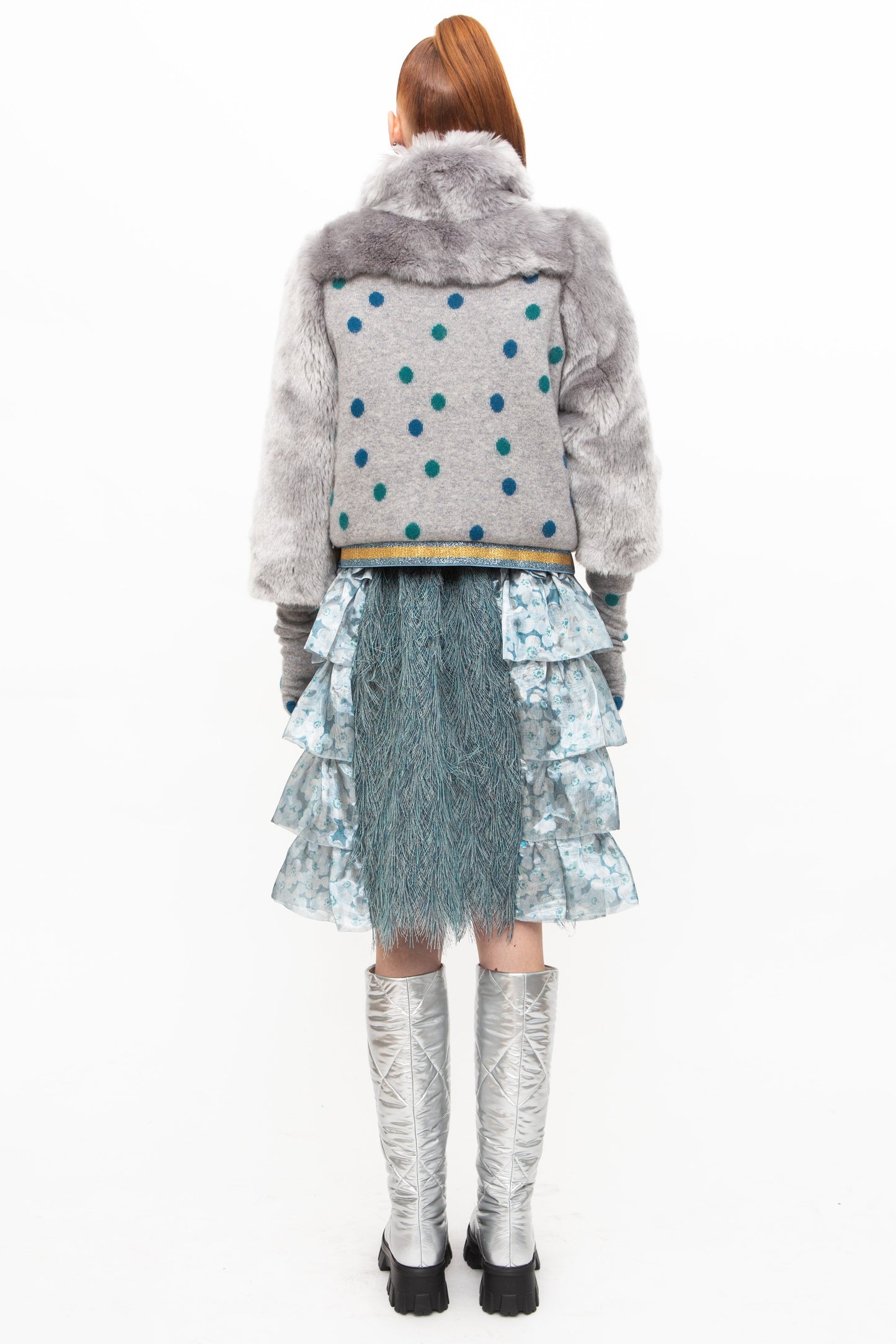 Jacket Faux Fur Silver unique handmade