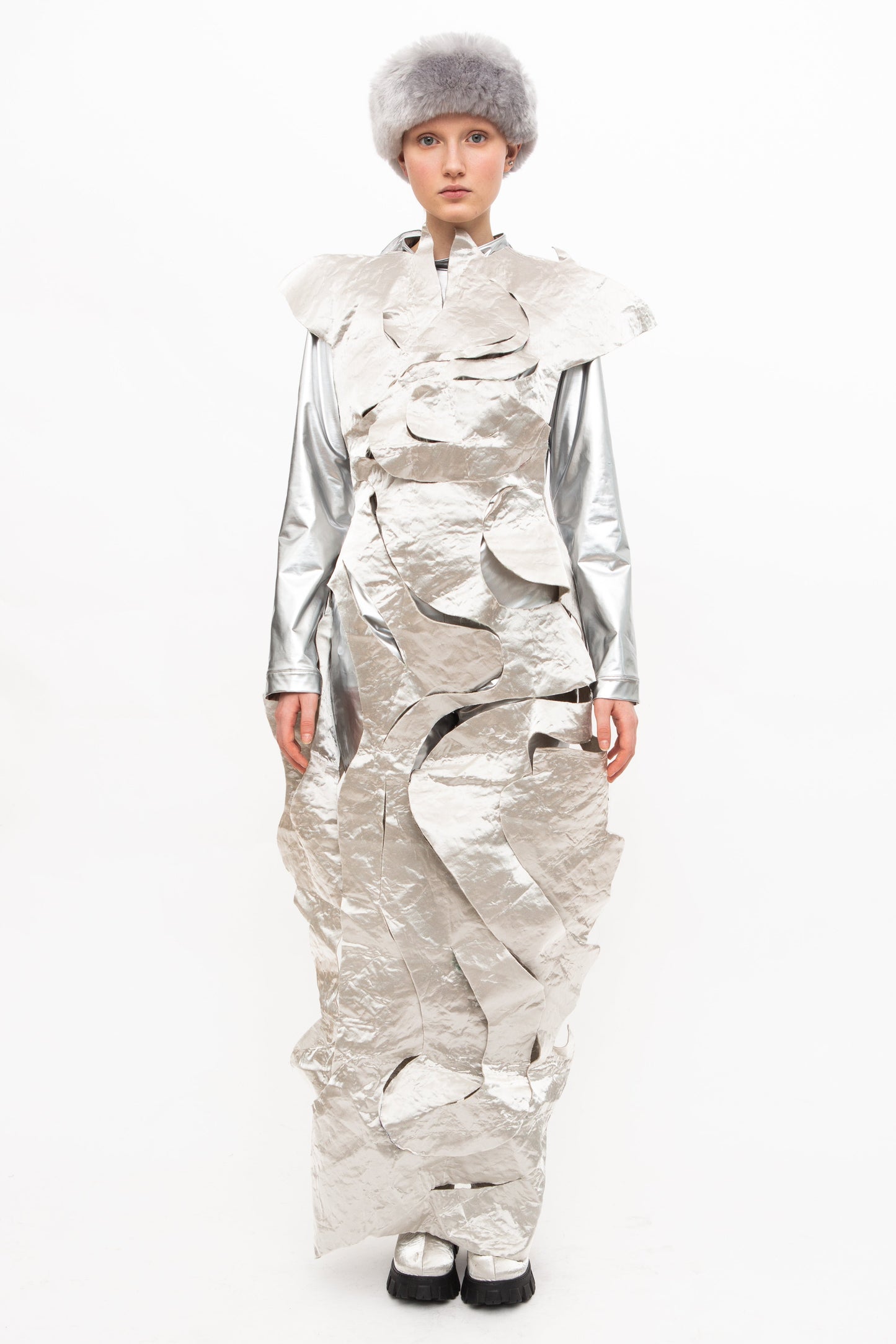 Overcoat Metallic Silver "Frozen Lake – St. Moritz" Fashion Show