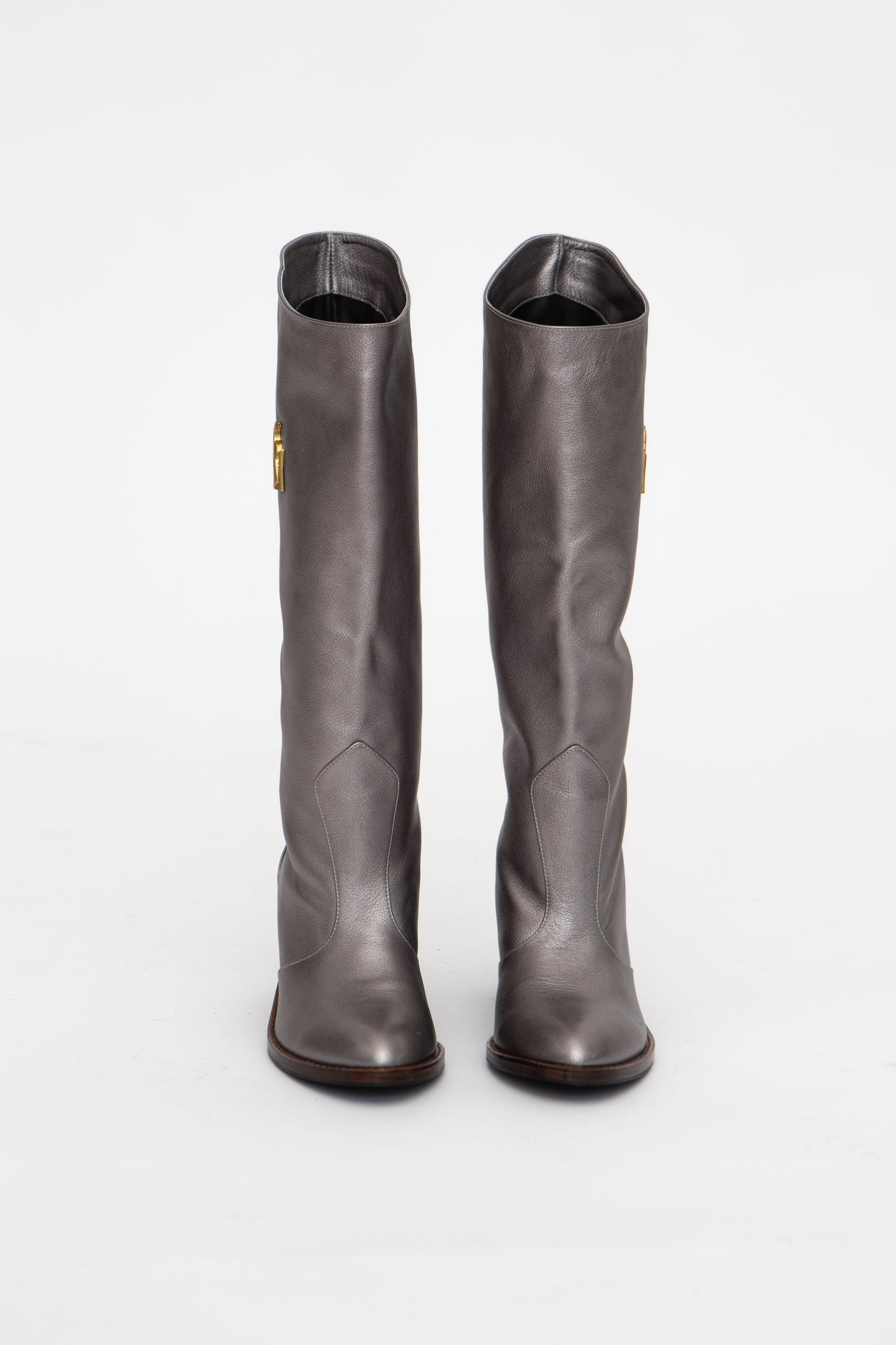 Handmade Boots Metallic Grey Logo