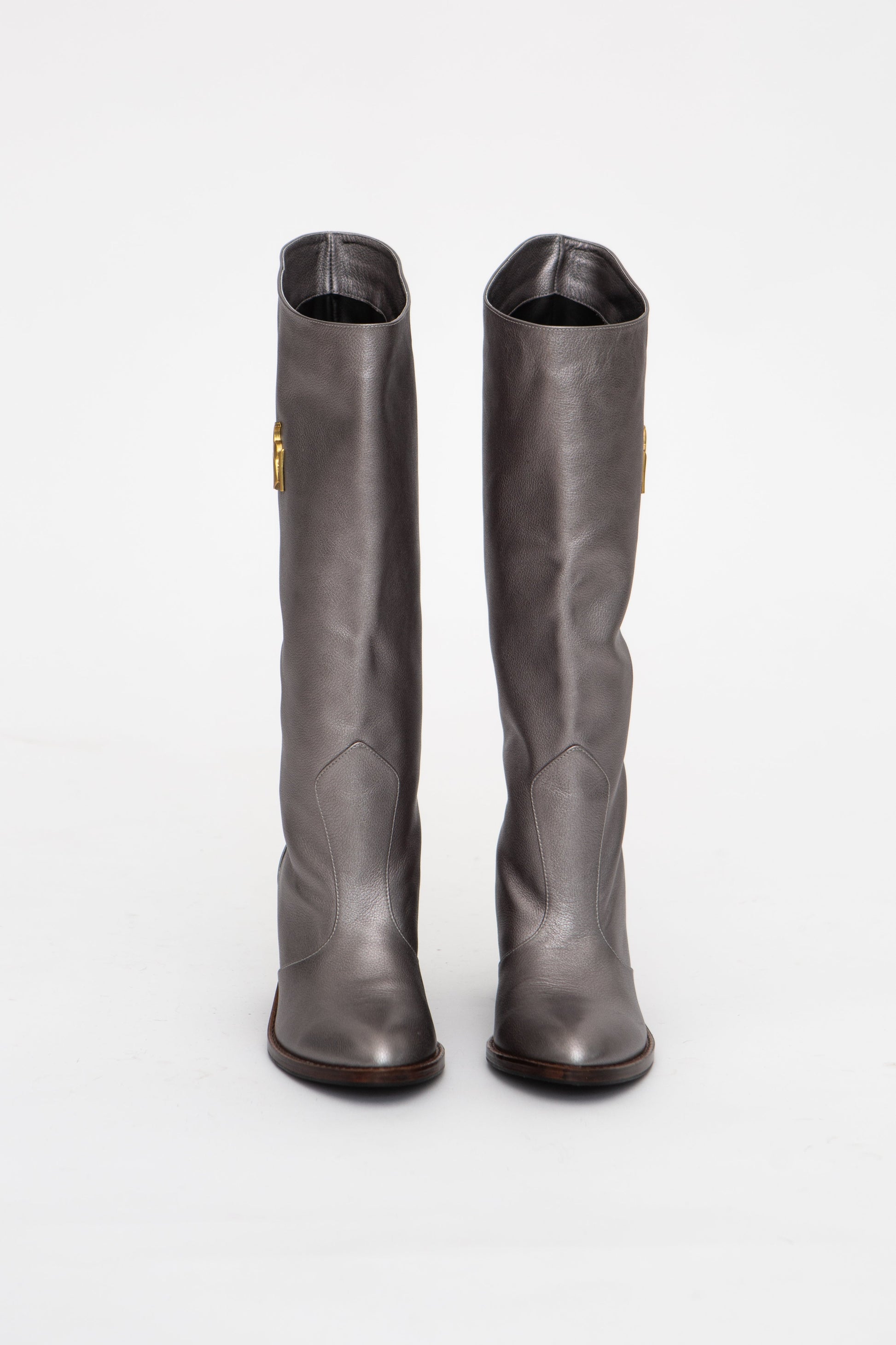 Handmade Boots Metallic Grey Logo