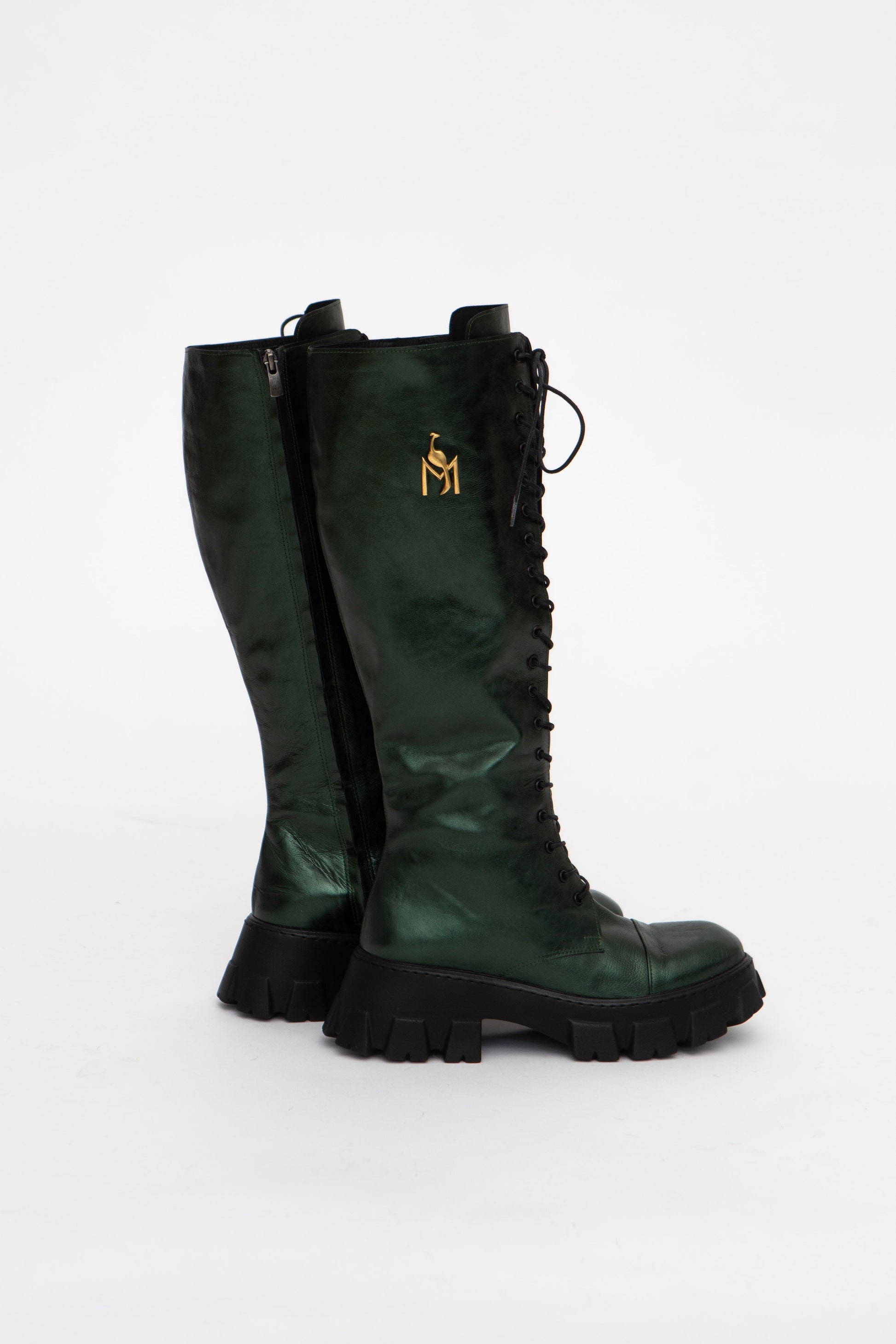 Handmade Boots Lace Up Green
