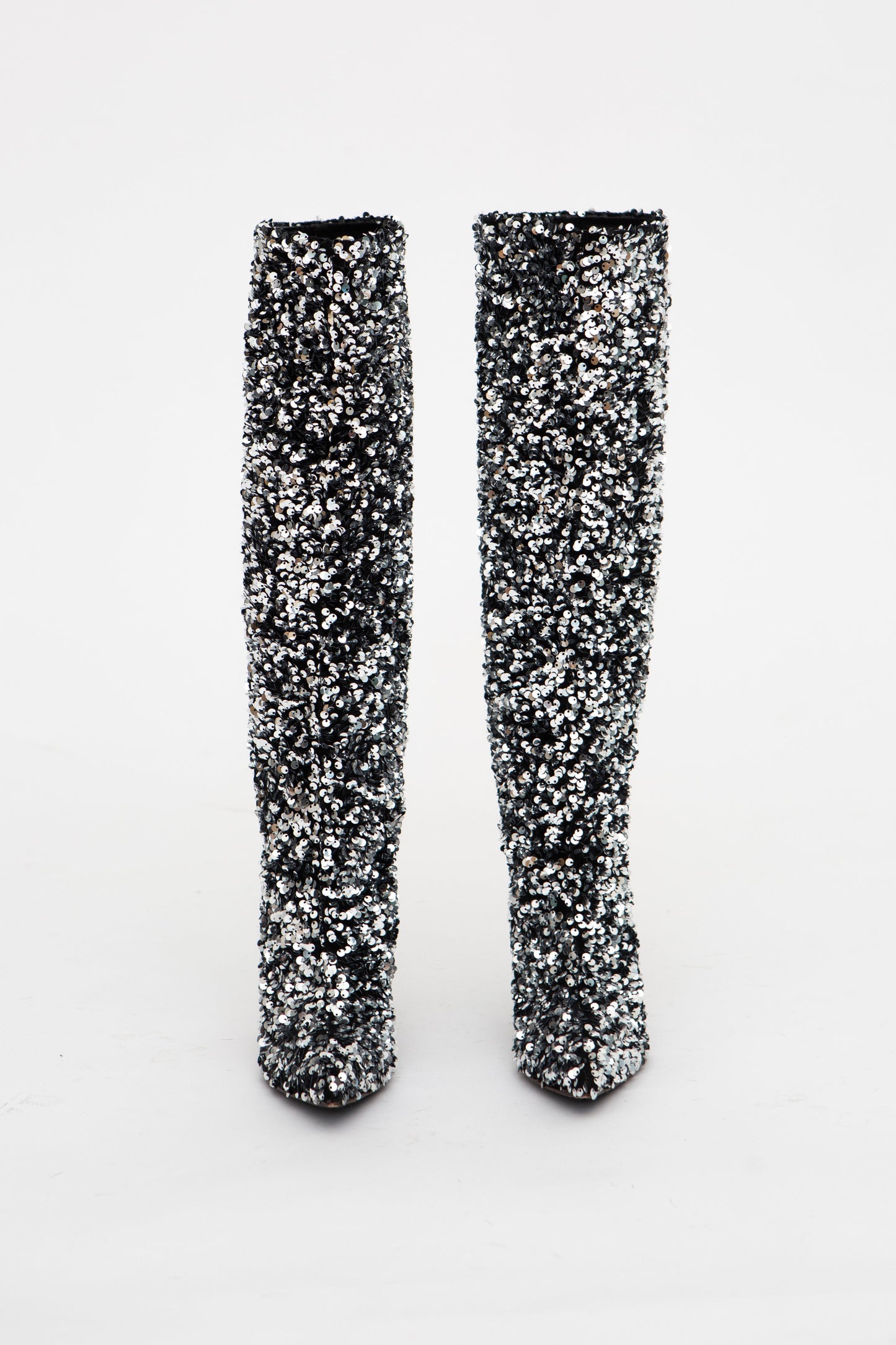 Handmade Boots Grey Sequins