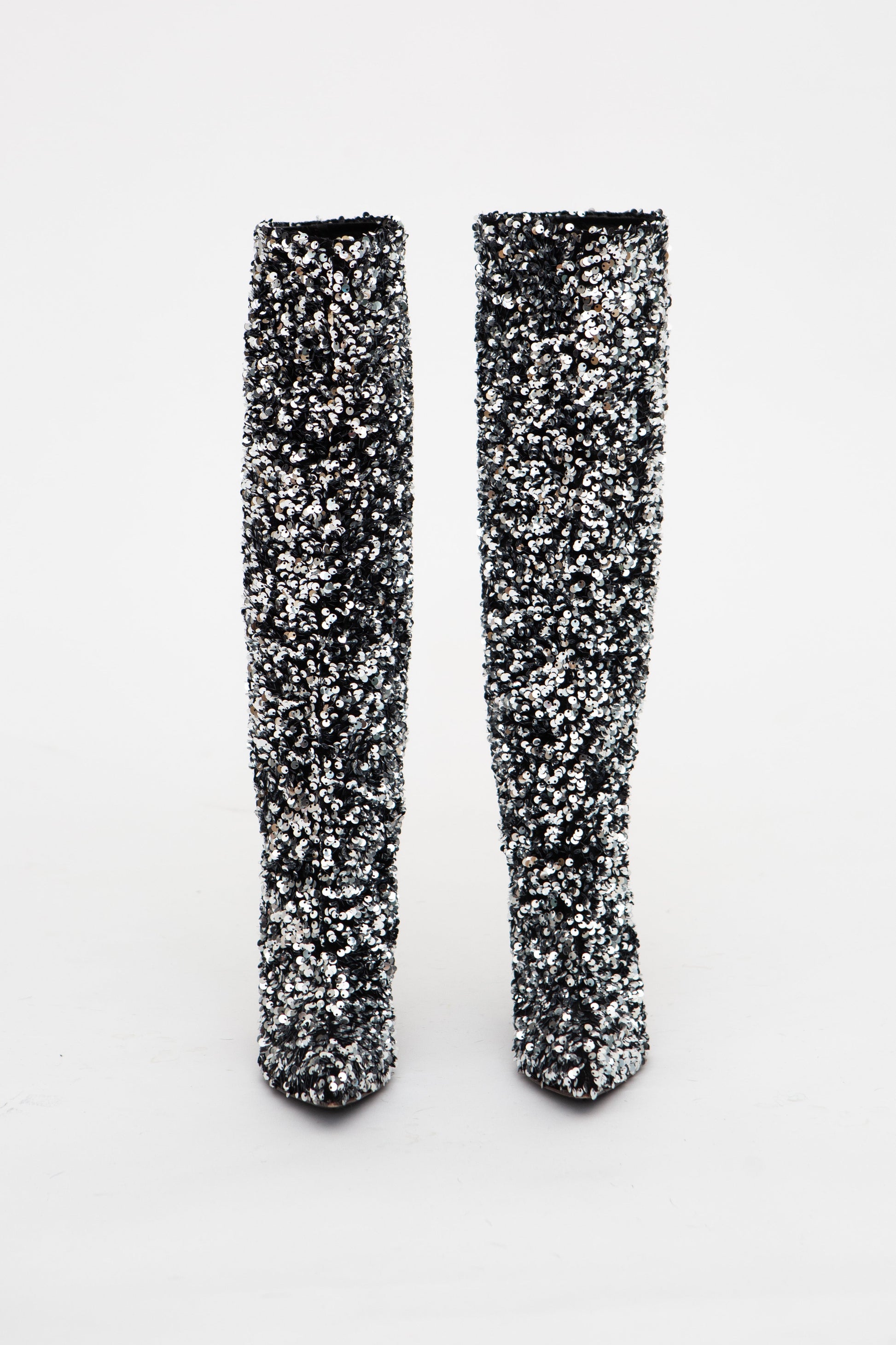 Handmade Boots Grey Sequins