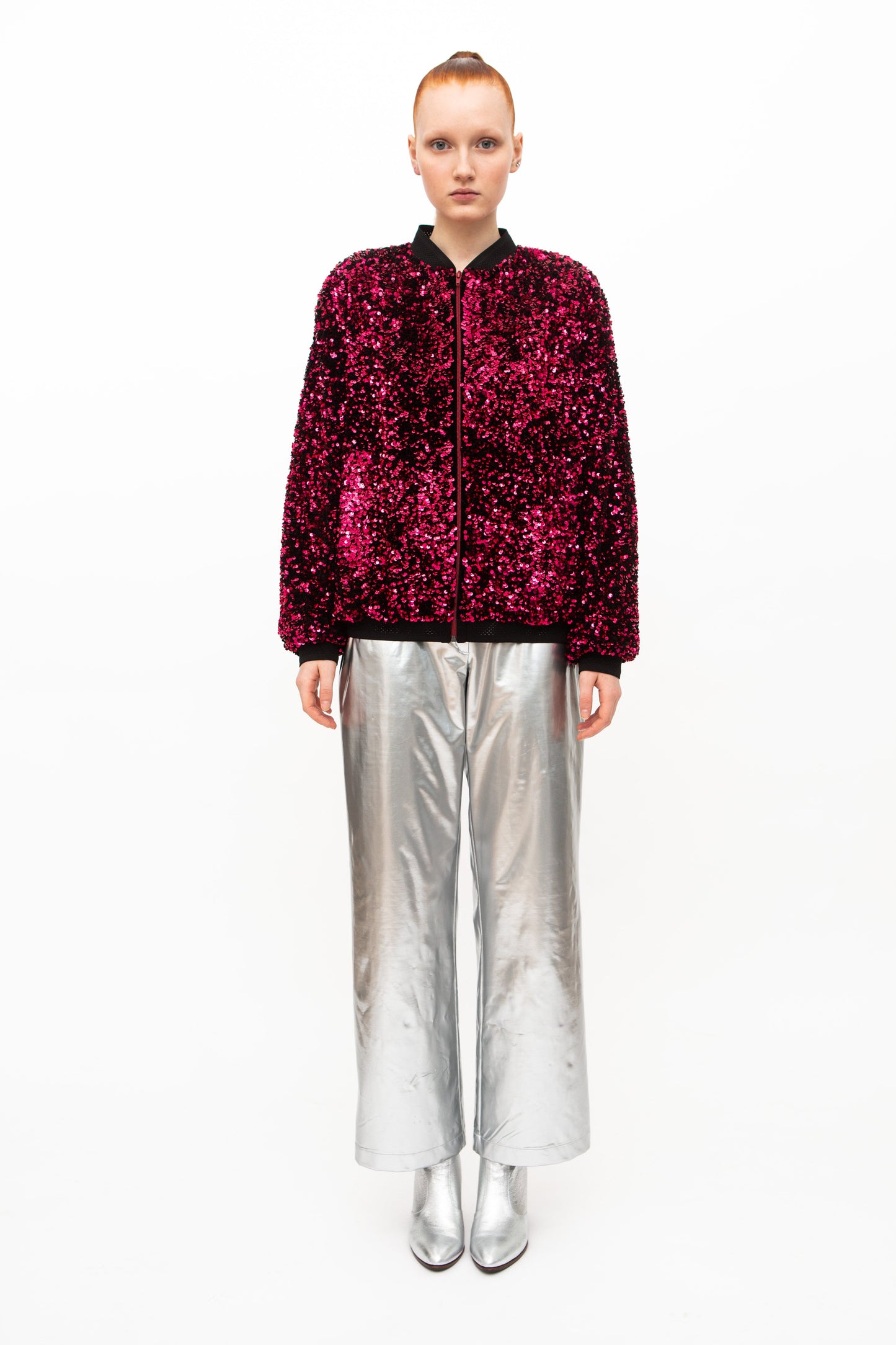 Bomber Jacket Sequins Red