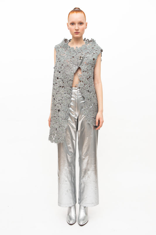 Vest Embroidery Silver Unique