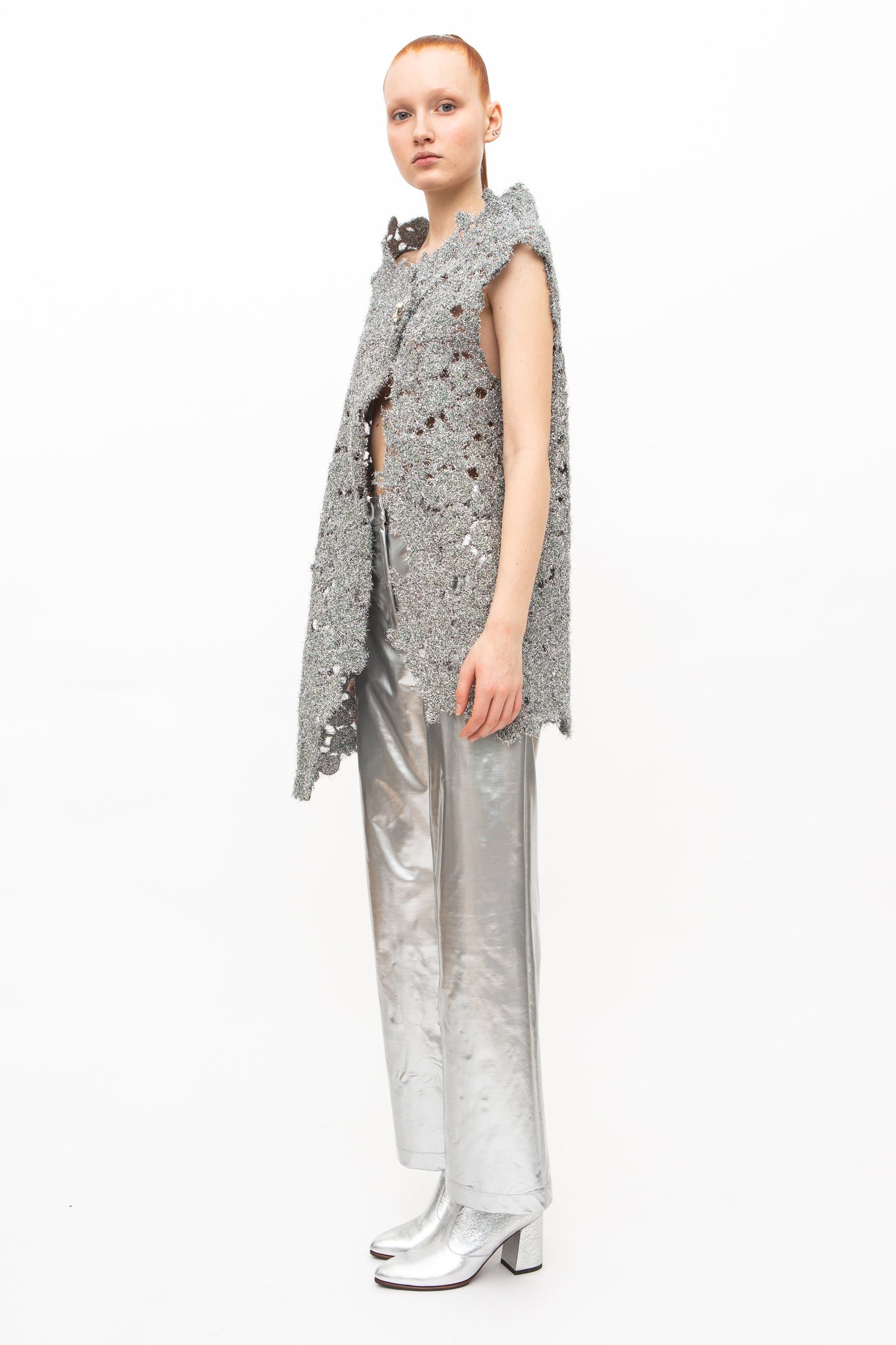 Vest Embroidery Silver Unique