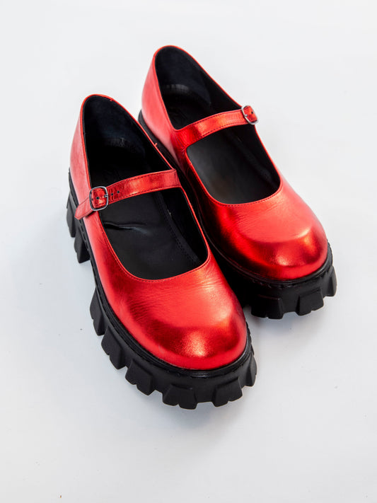 Handmade Derby Metallic Red