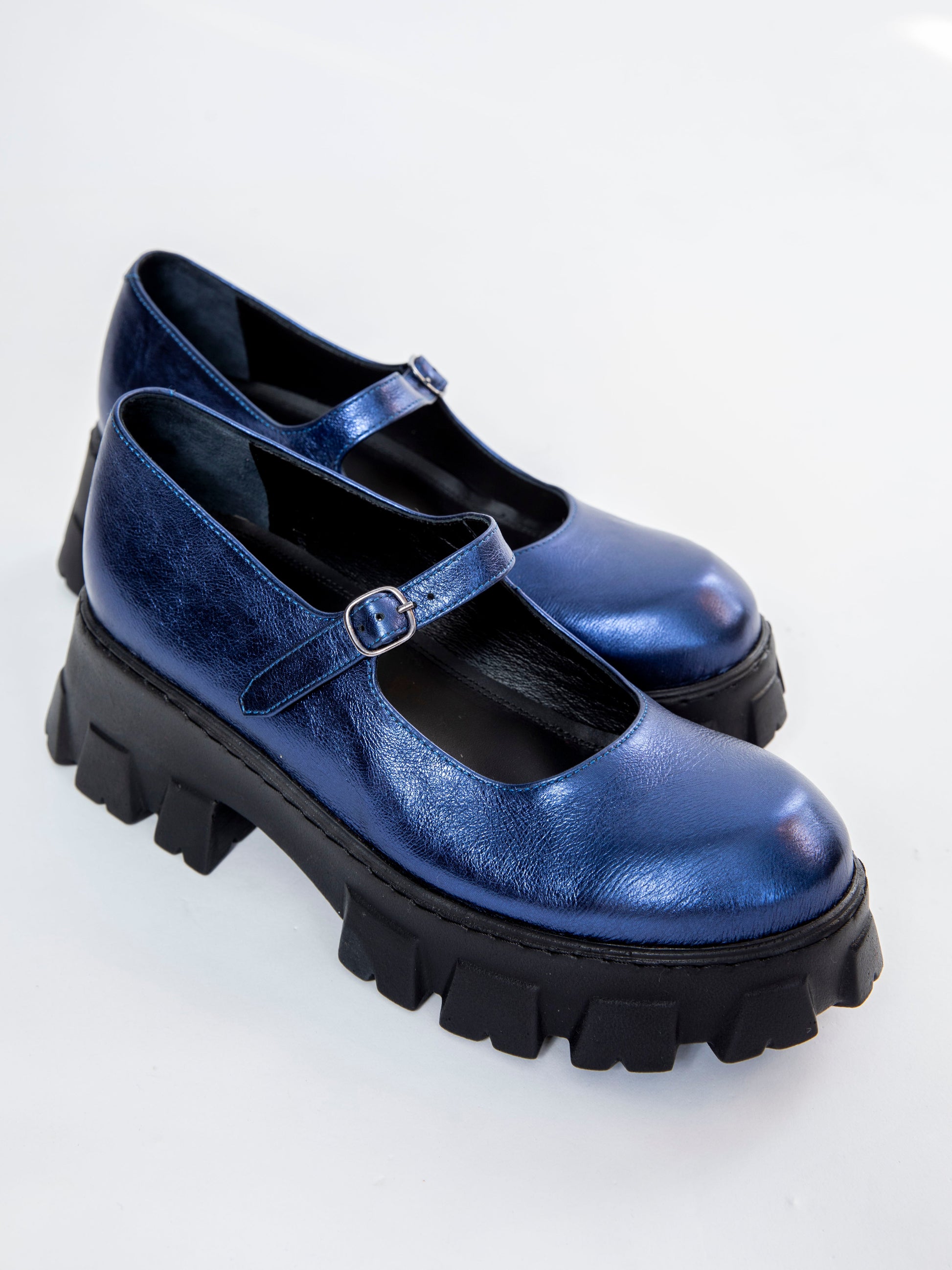 Handmade Derby Metallic Blue