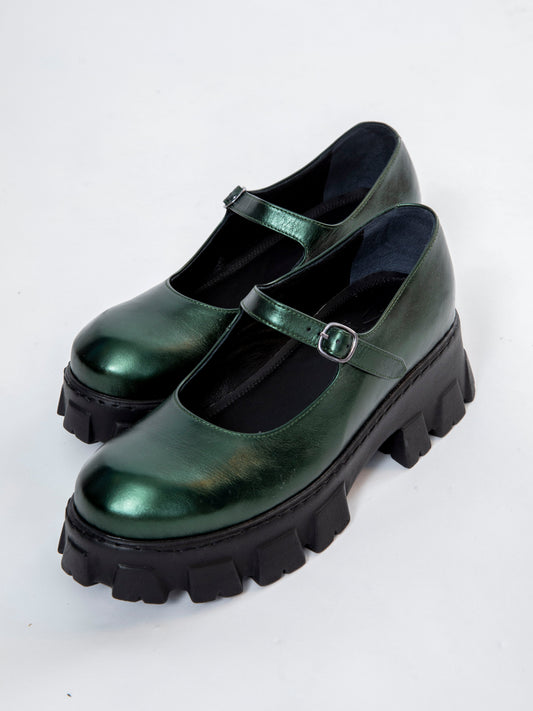 Handmade Derby Metallic Green