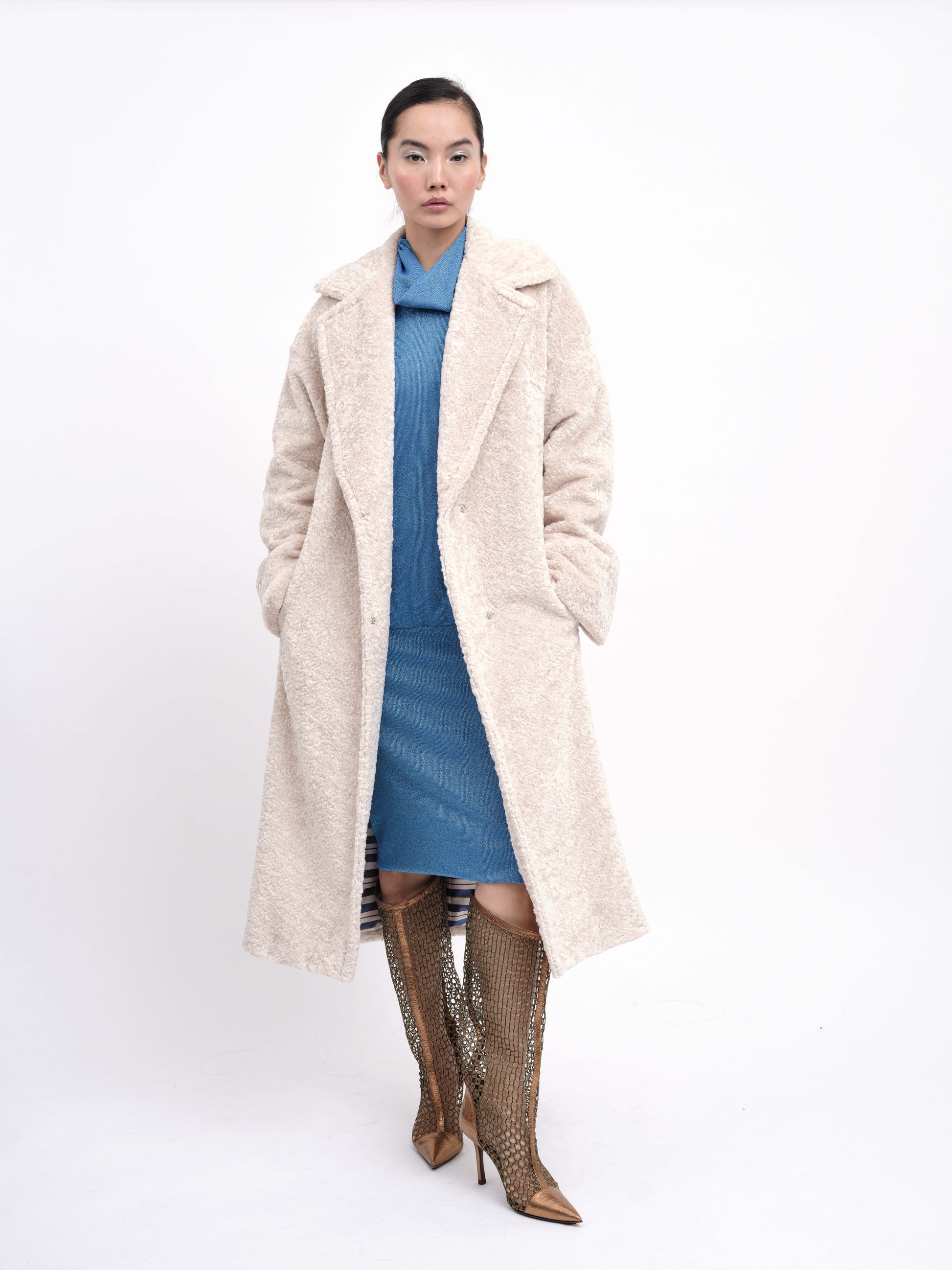 Coat Oversized Textured Cream
