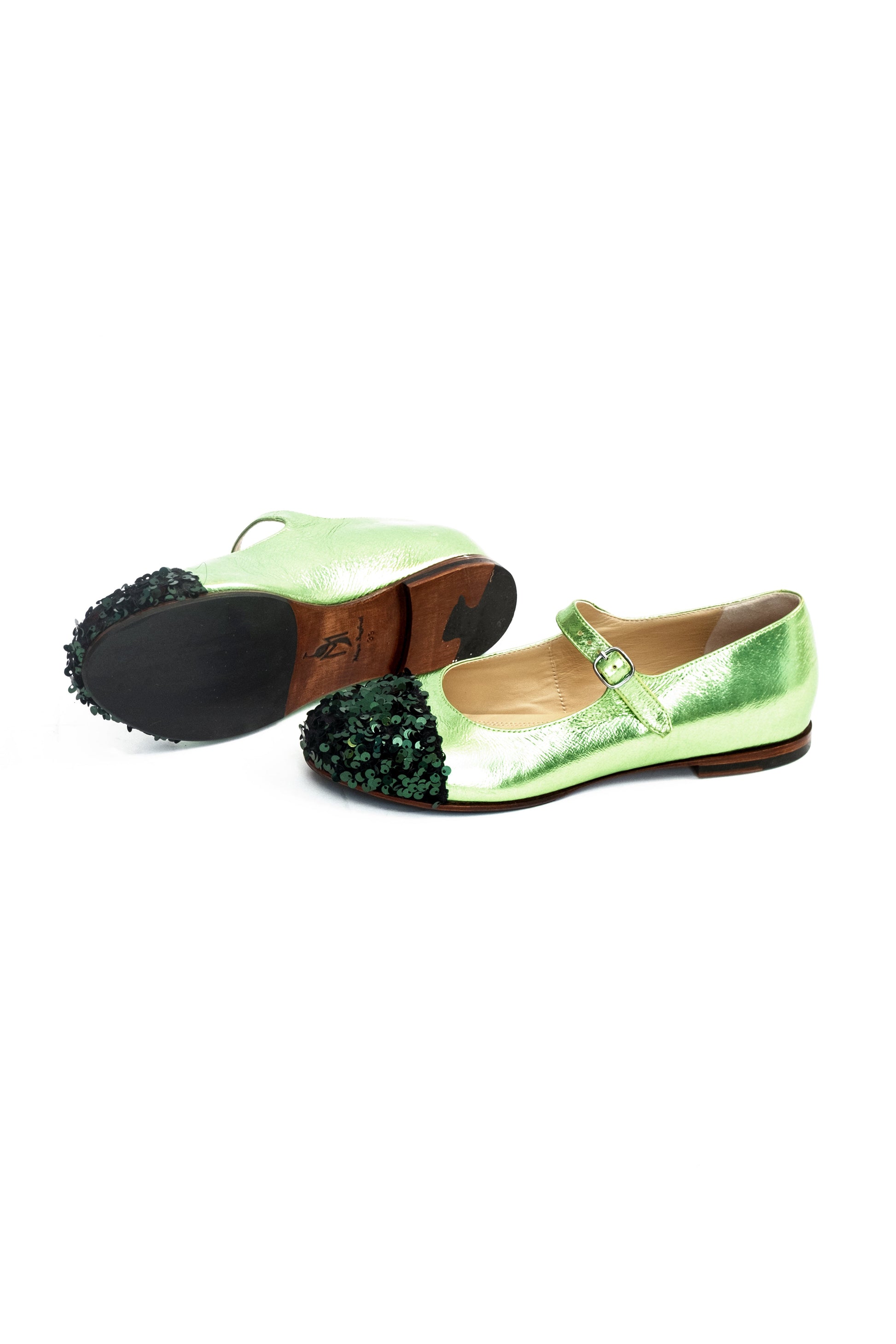 Handmade Ballerina Green Glitter