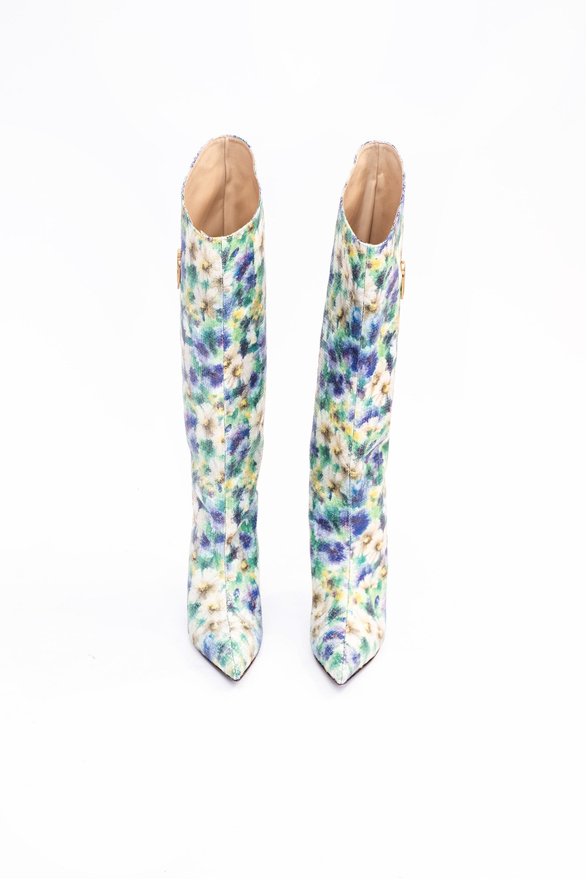 Handmade Boots Floral Sequins