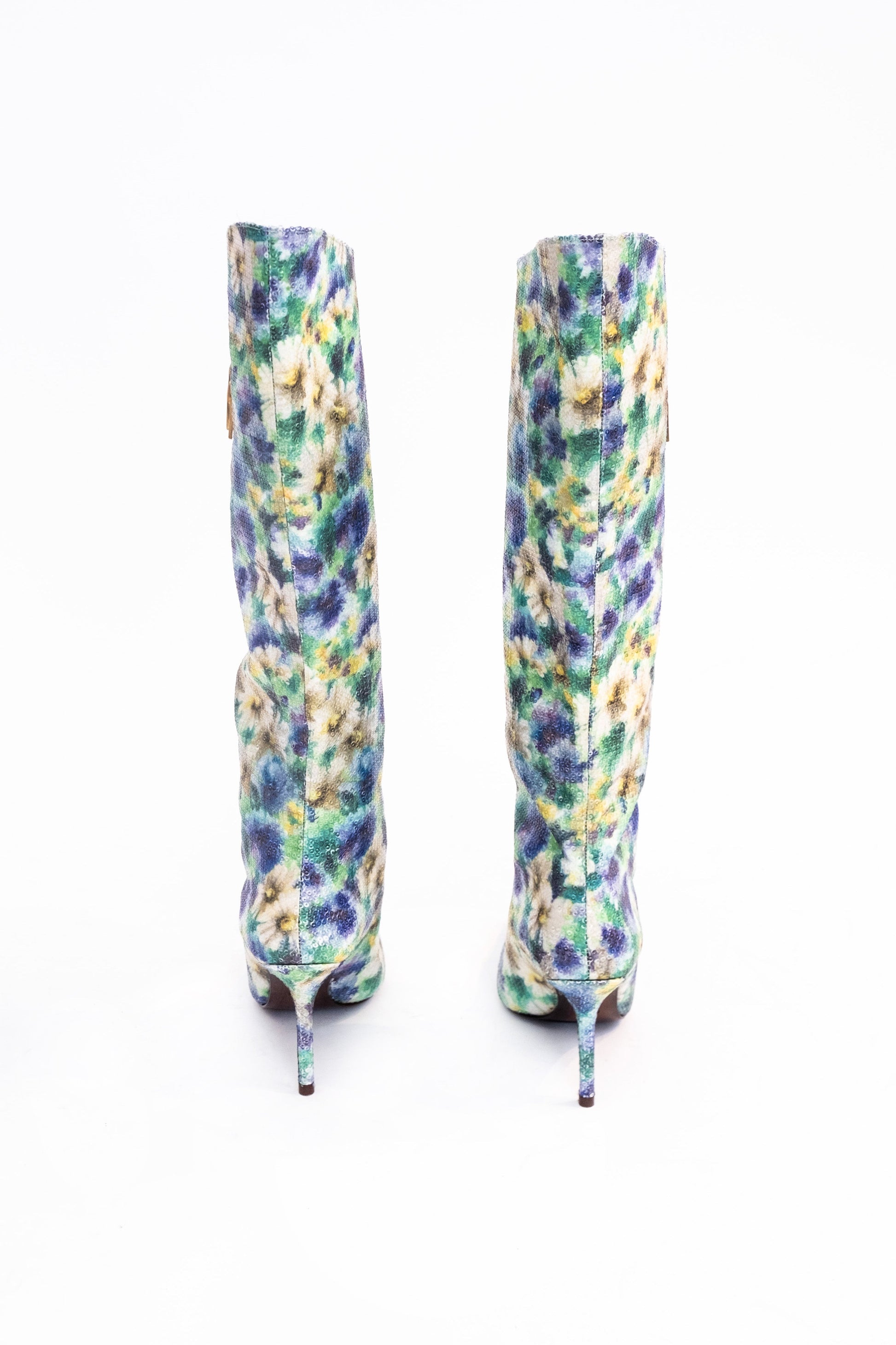 Handmade Boots Floral Sequins
