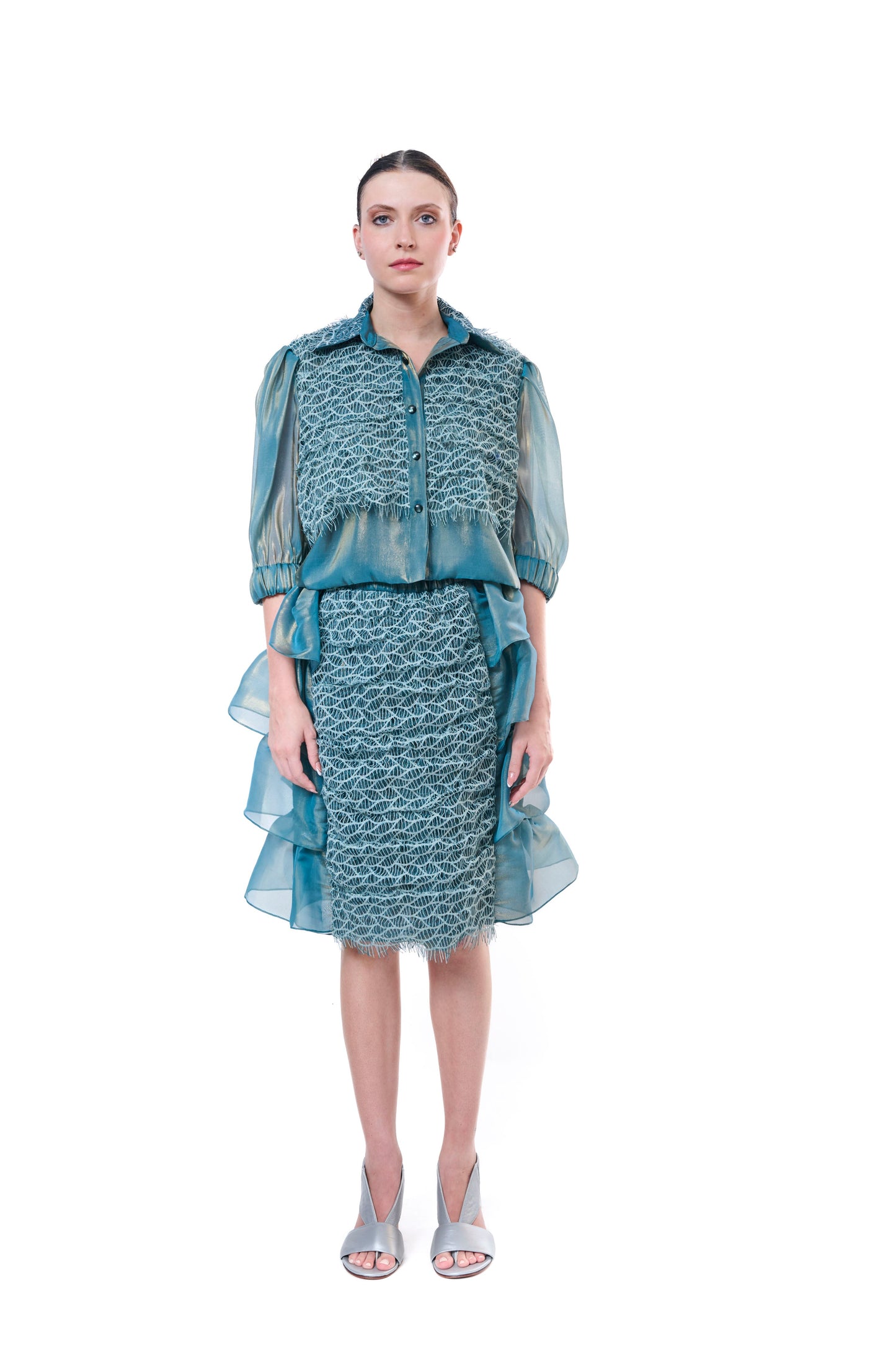 Skirt Embroidery Petrol Unique