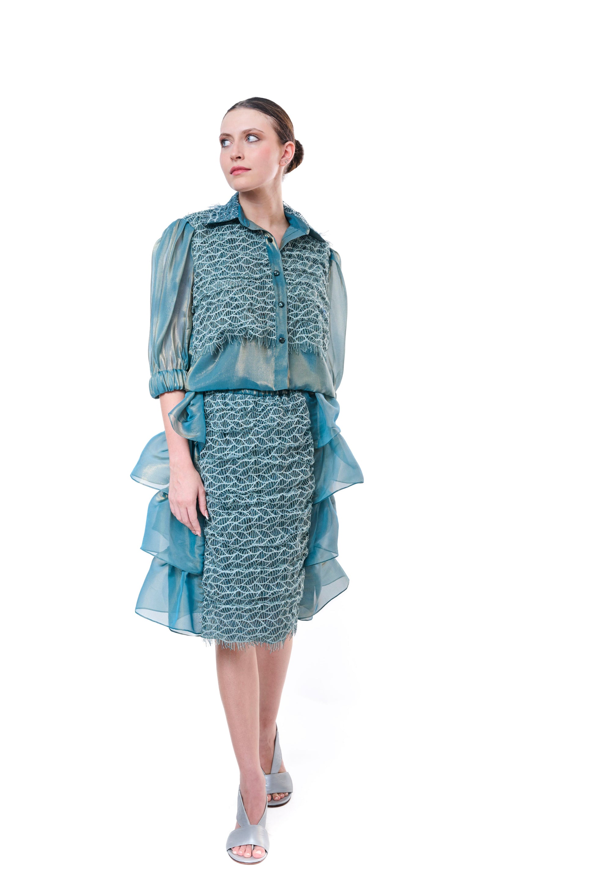 Skirt Embroidery Petrol Unique