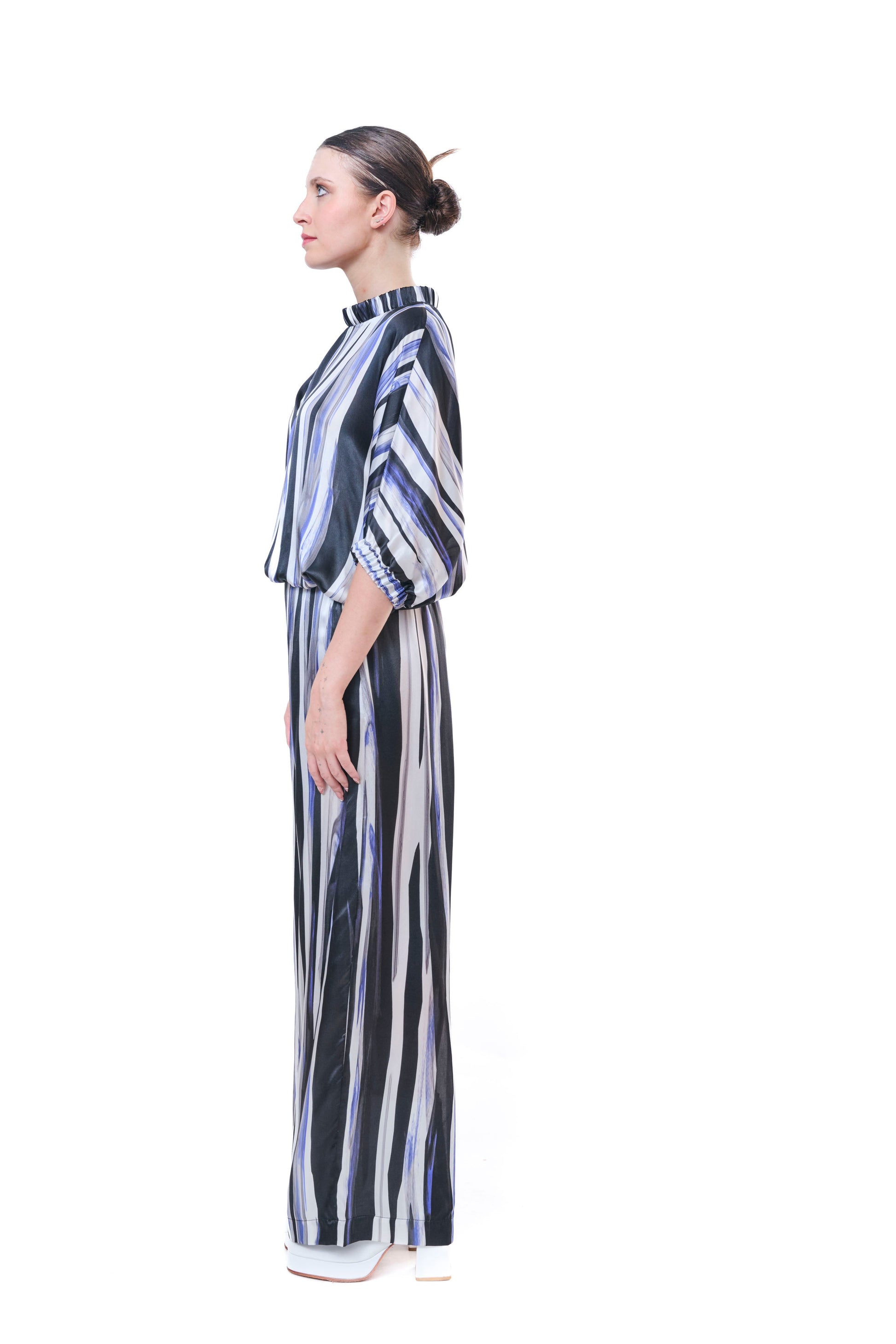 Pants Stripes Flowing Silk