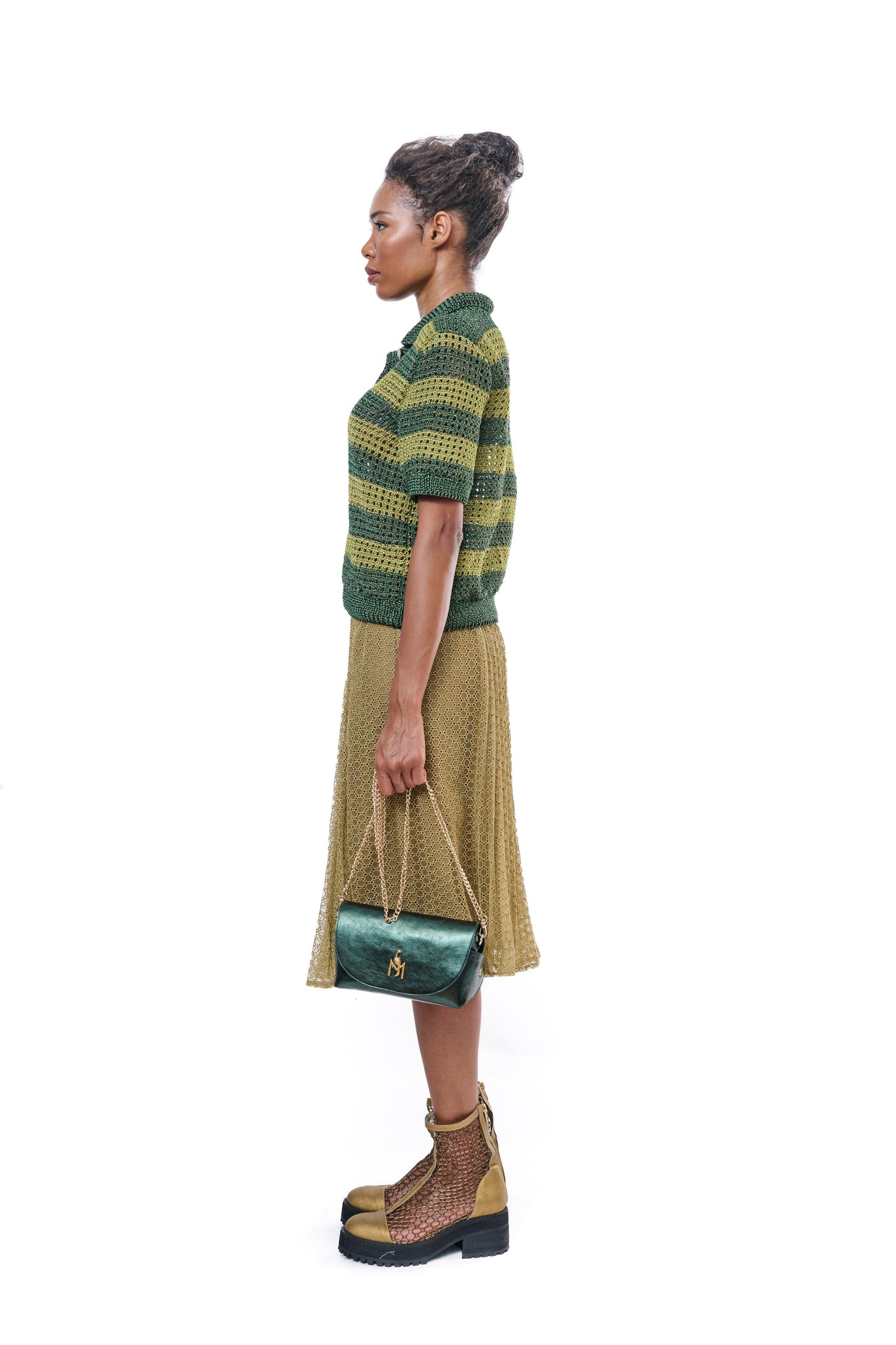 Unique Skirt Pleated Mesh Gold