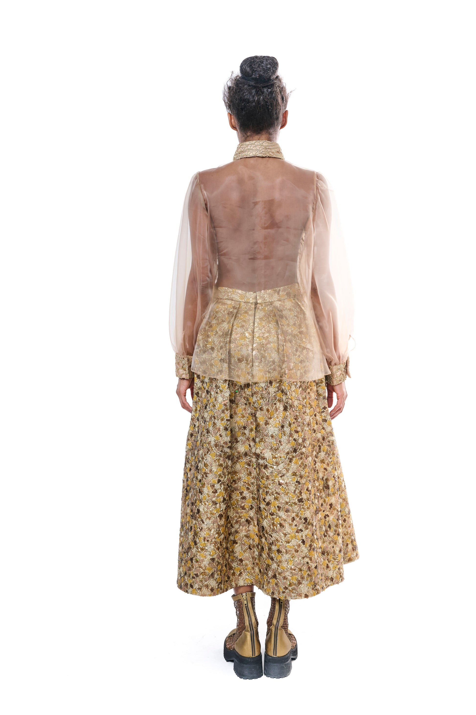Blouse Gold Transparent Embroidey Unique