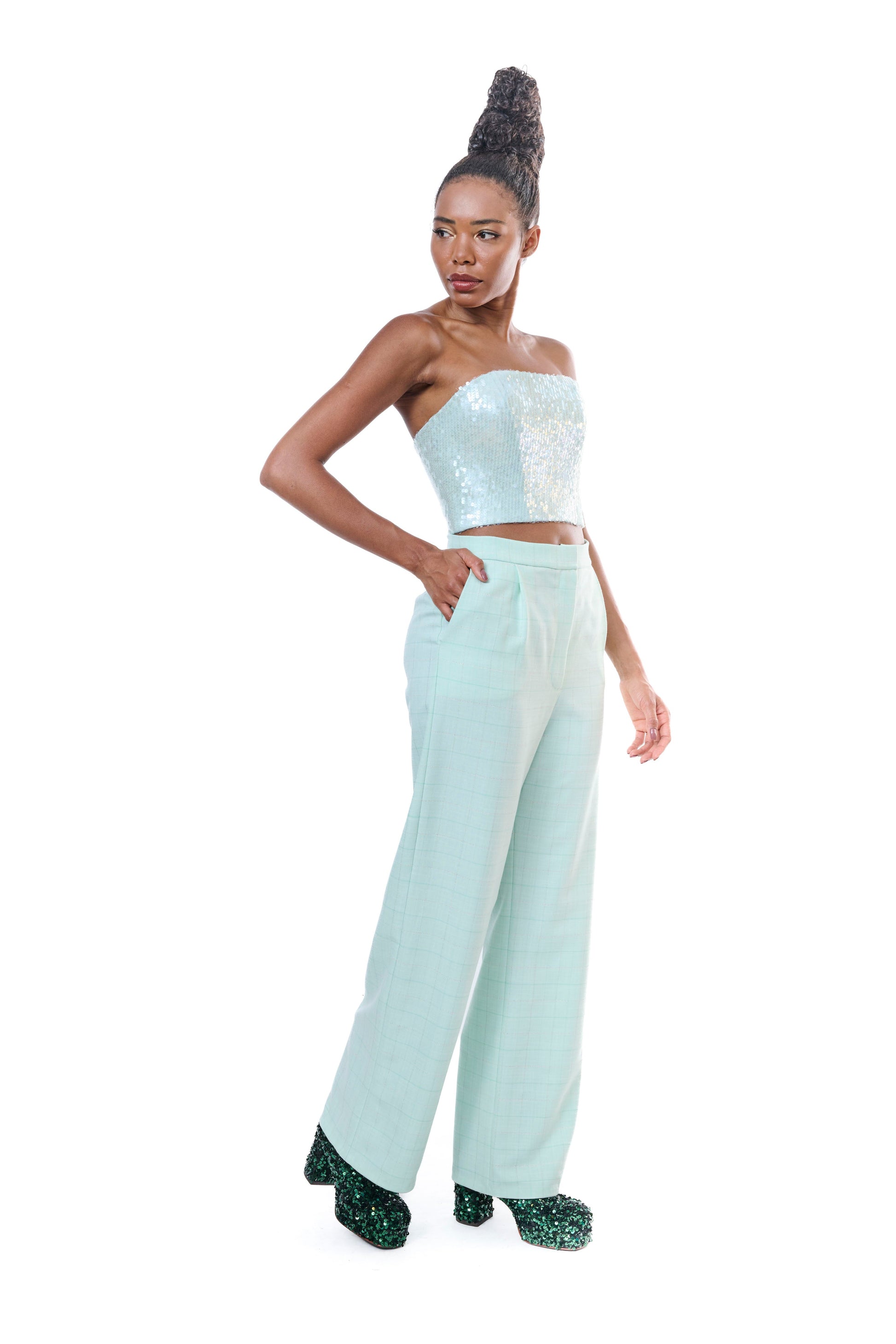 Top Bandeau Sequins Mint