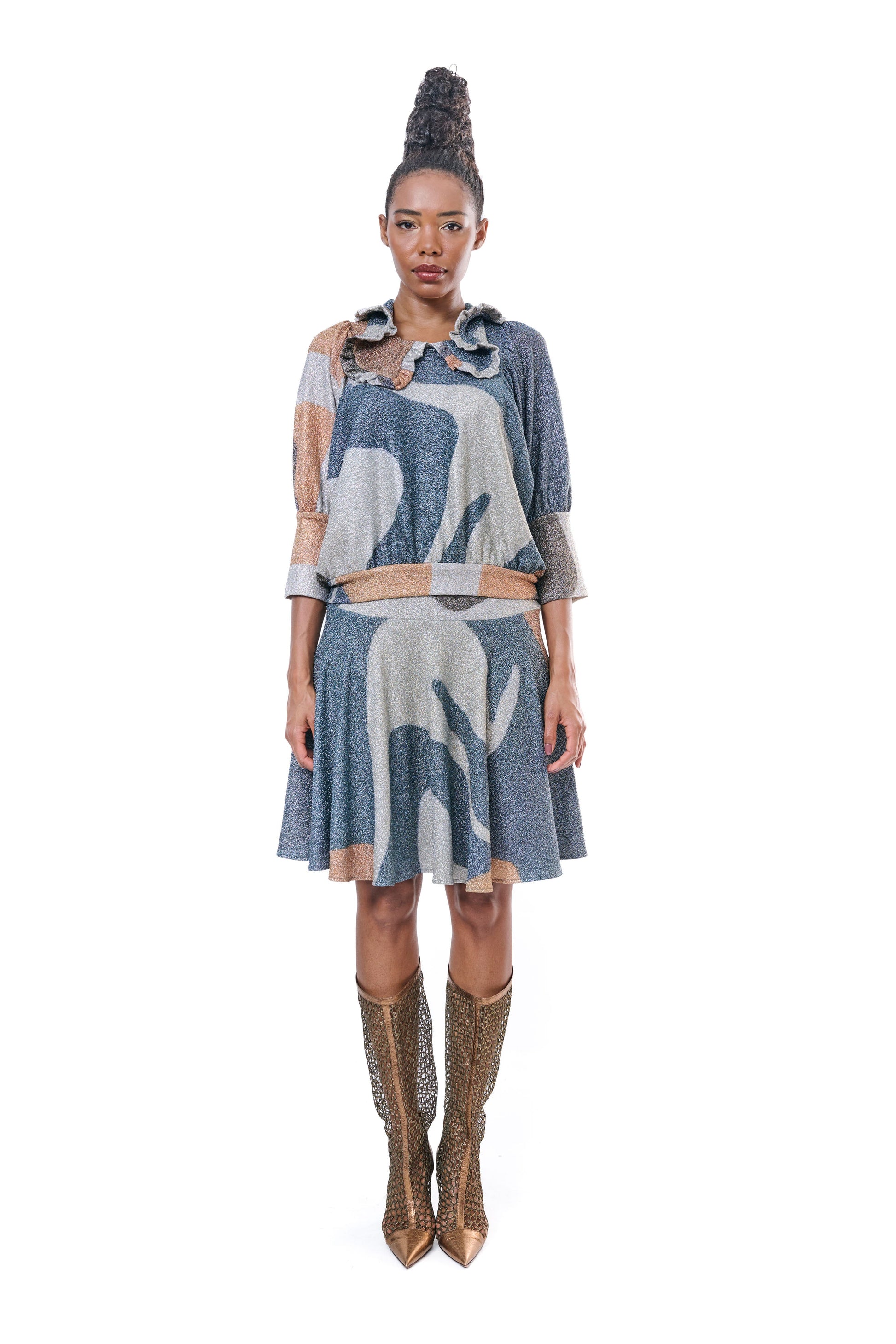 Skirt Graphic Lurex Stretch Print MAKA DADIANI ART