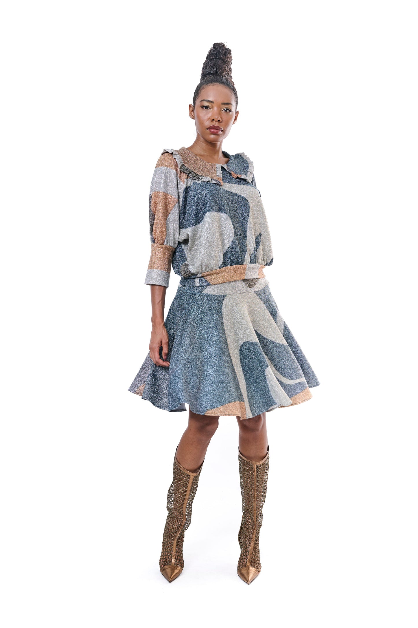 Skirt Graphic Lurex Stretch Print MAKA DADIANI ART