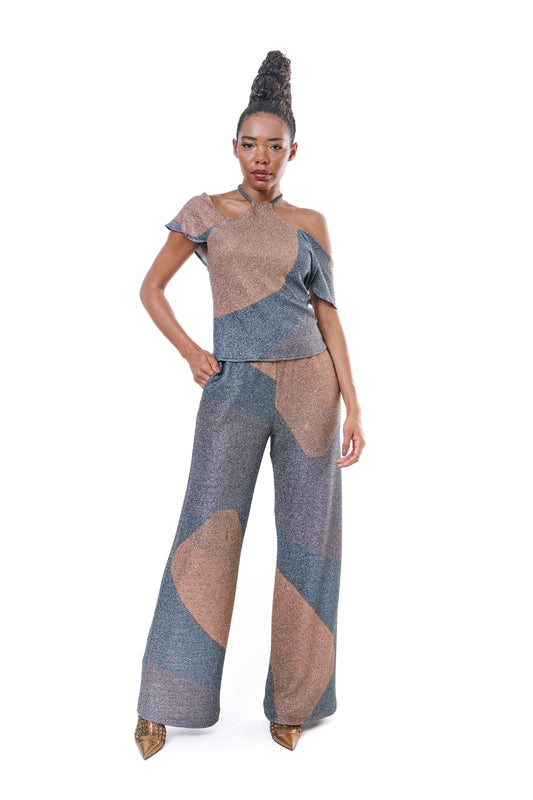 Pants Wide Leg Grapfic Printed Lurex MAKA DADIANI ART