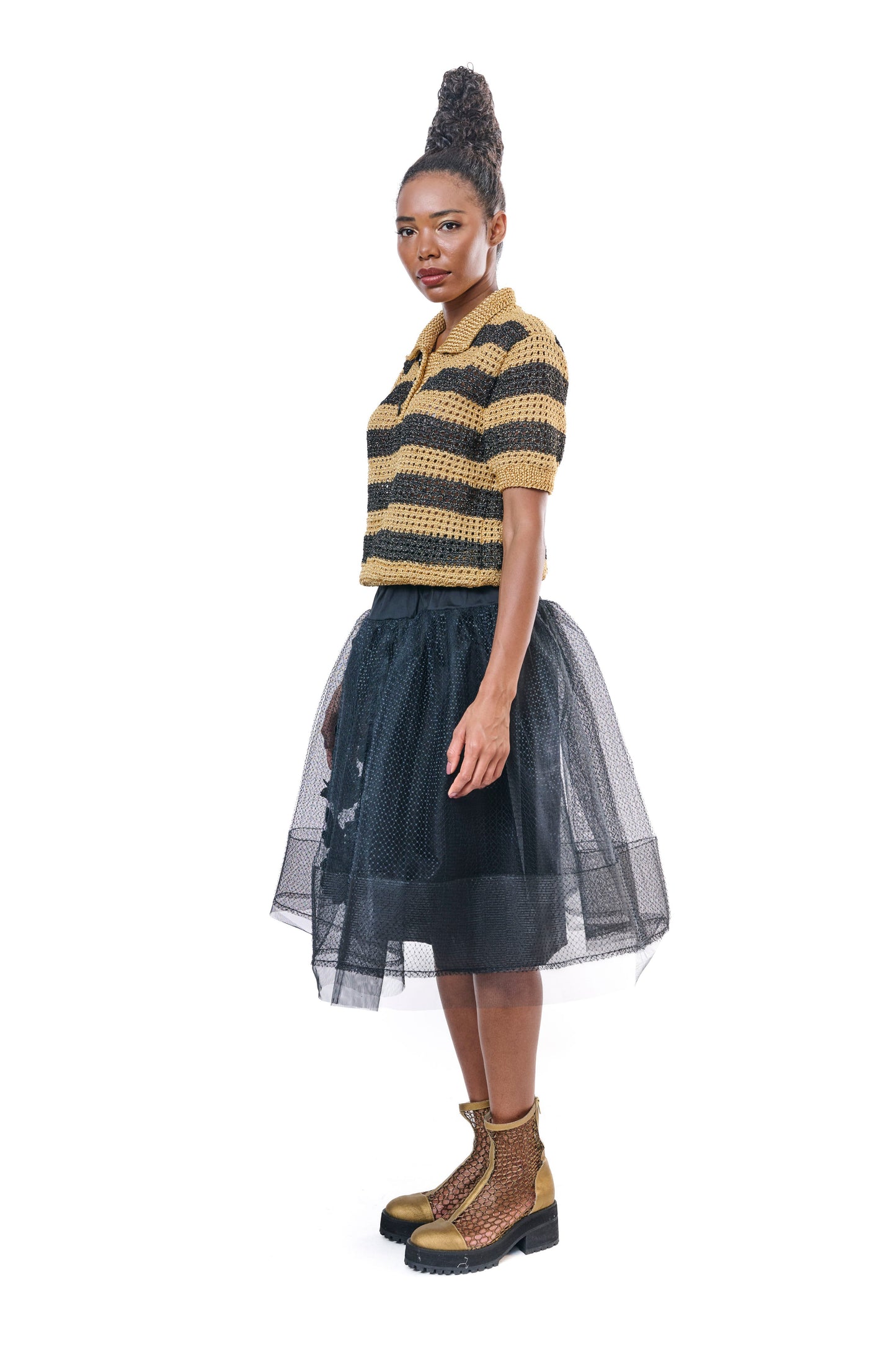 Skirt Black Tulle Embroidery unique