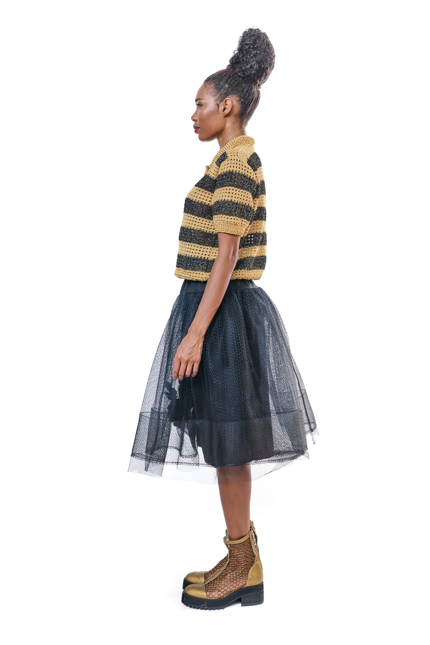 Skirt Black Tulle Embroidery unique
