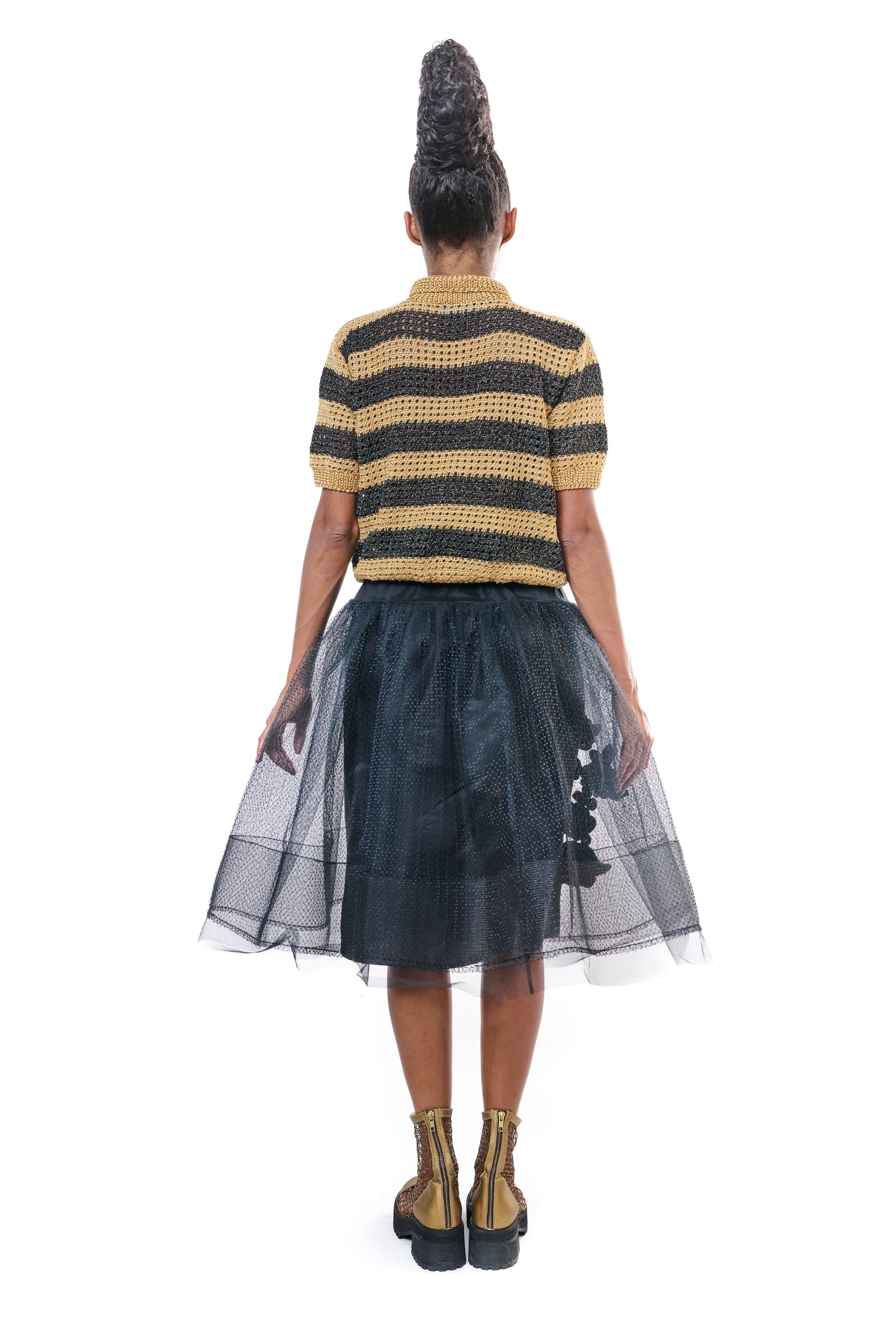 Skirt Black Tulle Embroidery unique