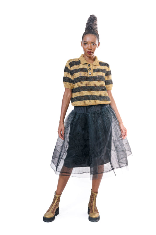 Skirt Black Tulle Embroidery unique