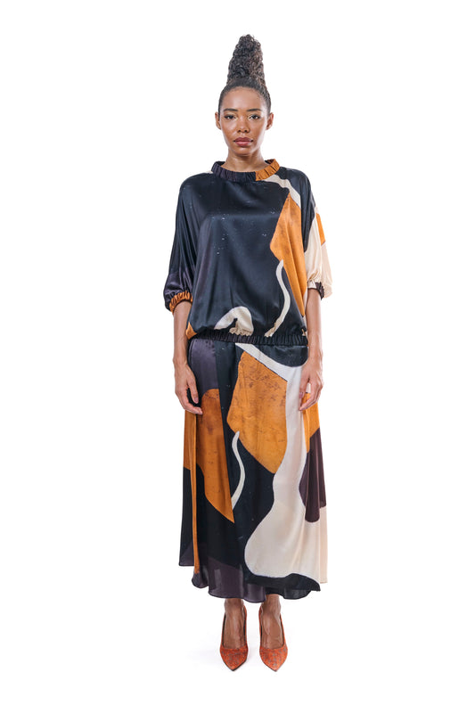 Skirt Flowing Silk PRINT MAKA DADIANI ART