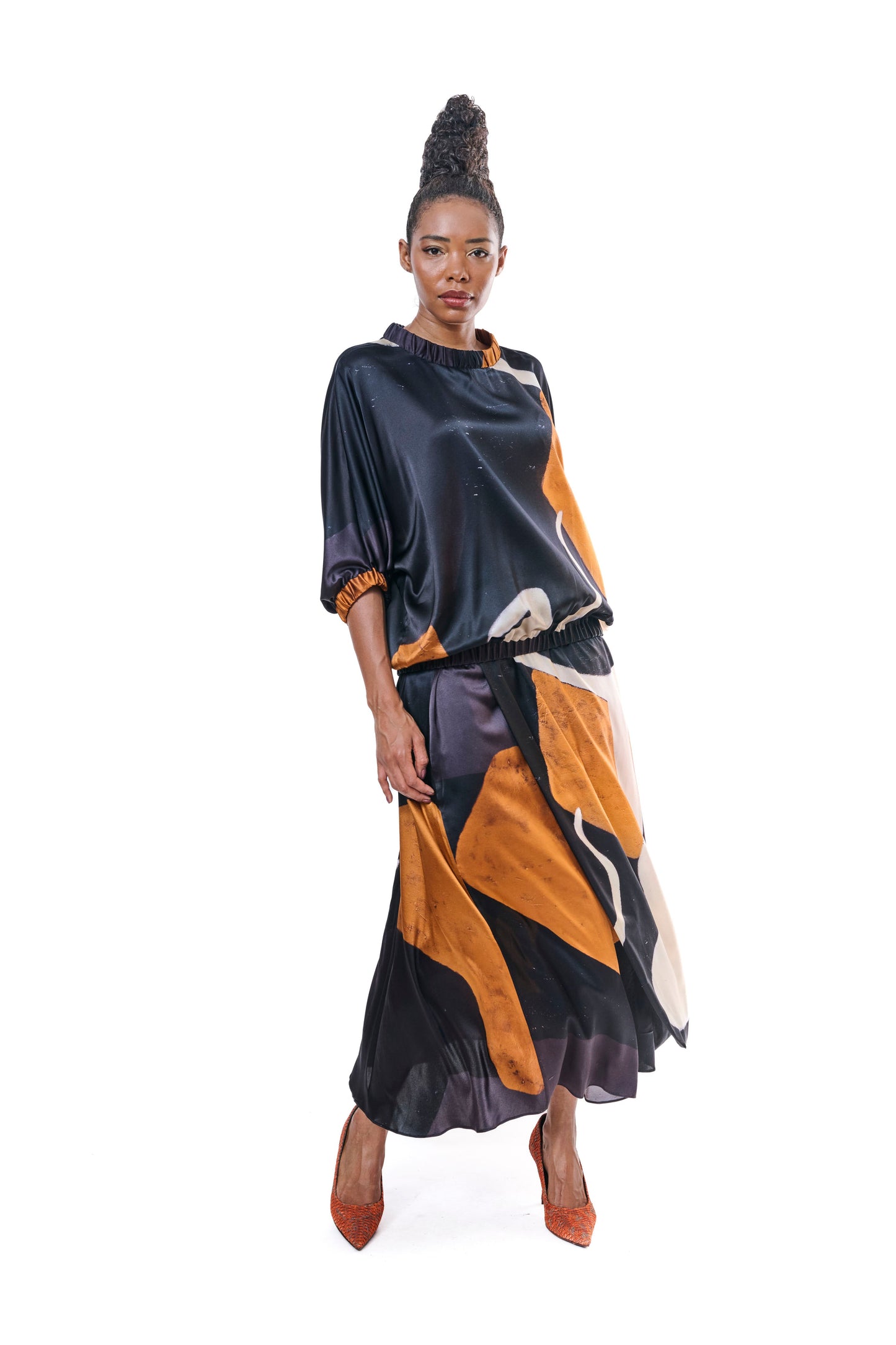 Skirt Flowing Silk PRINT MAKA DADIANI ART