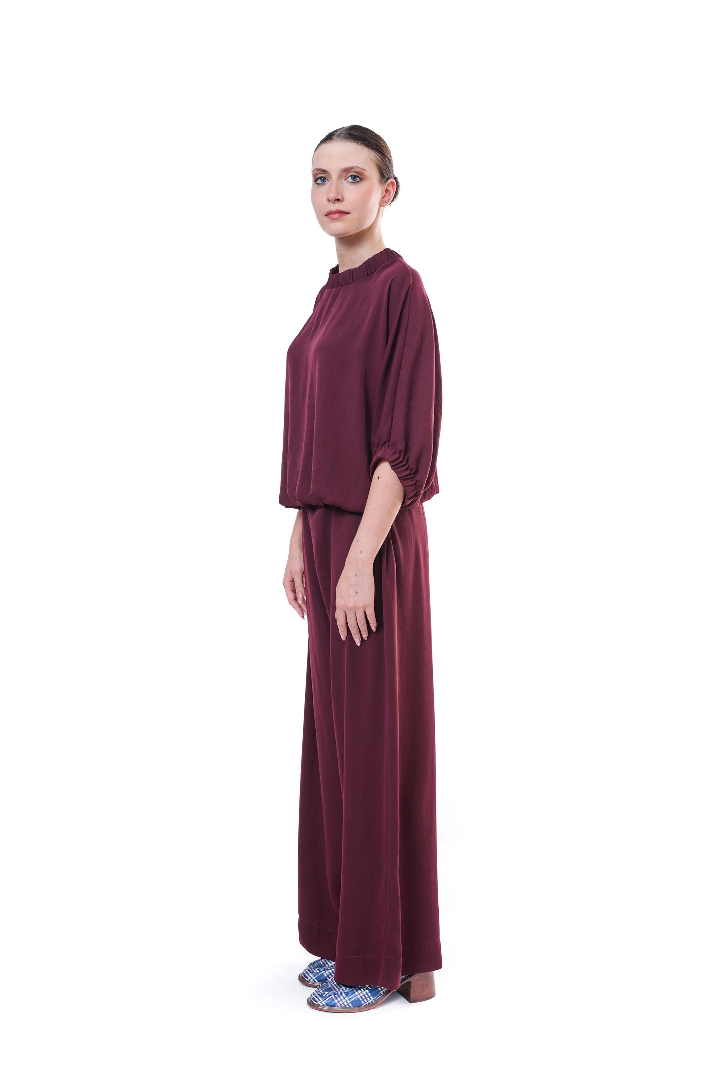 Pants Burgundy Flowing