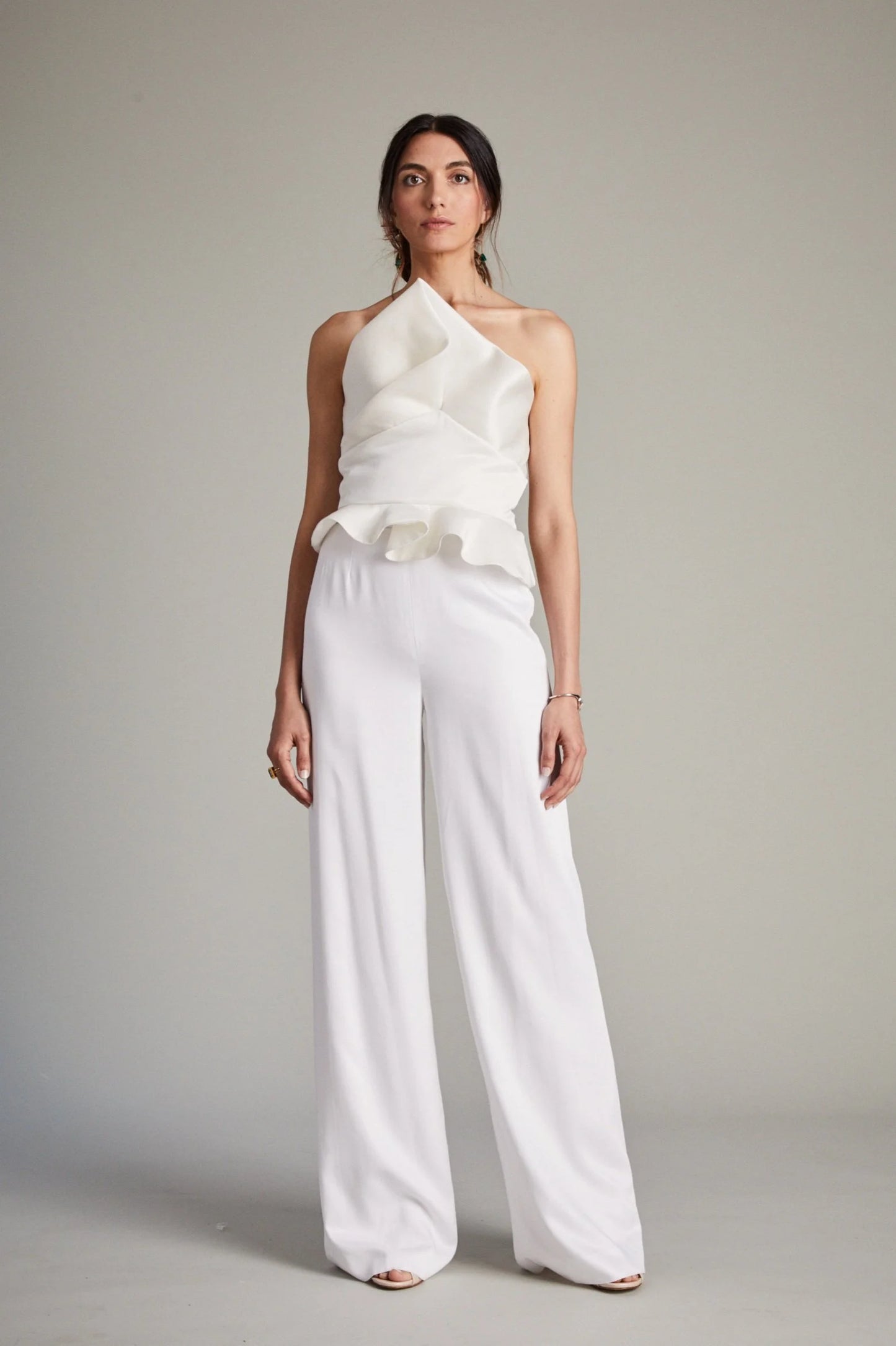 White Zaha Bodice with Wide Leg Trousers