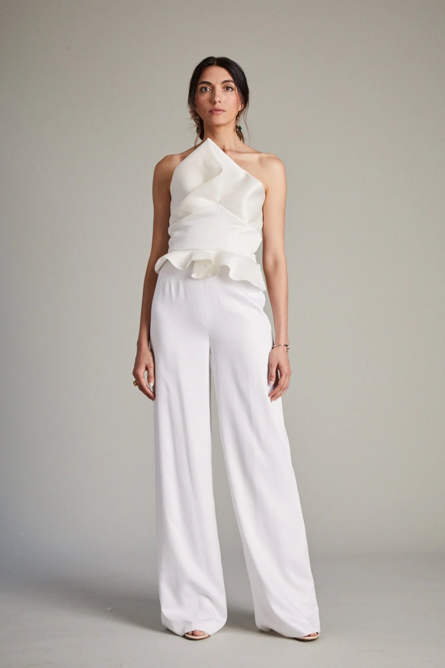 White Zaha Bodice with Wide Leg Trousers