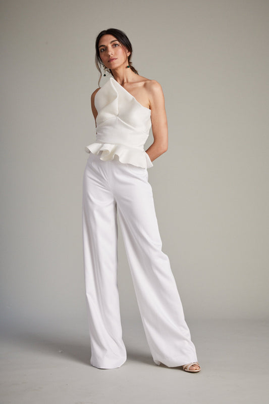White Wide Leg Trousers