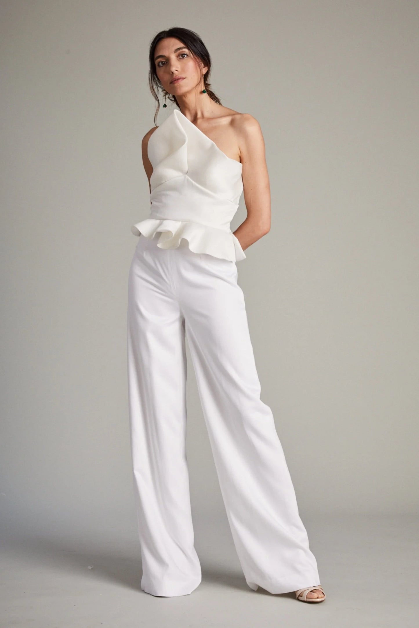 White Zaha Bodice with Wide Leg Trousers