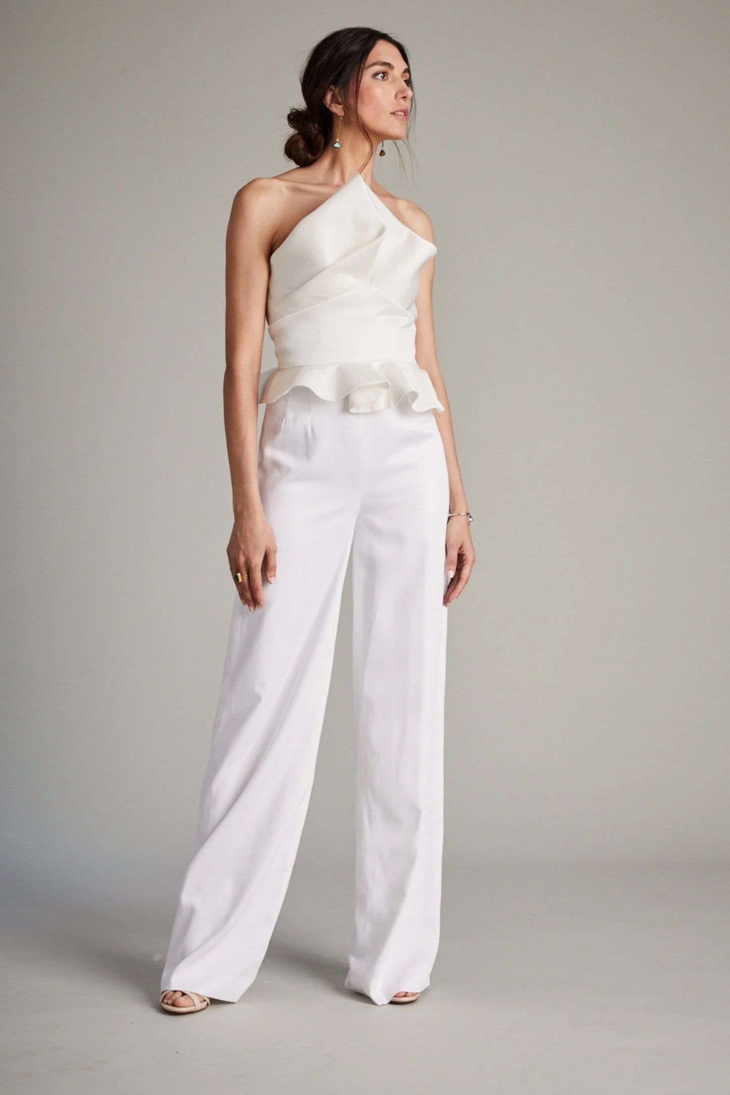 White Zaha Bodice with Wide Leg Trousers