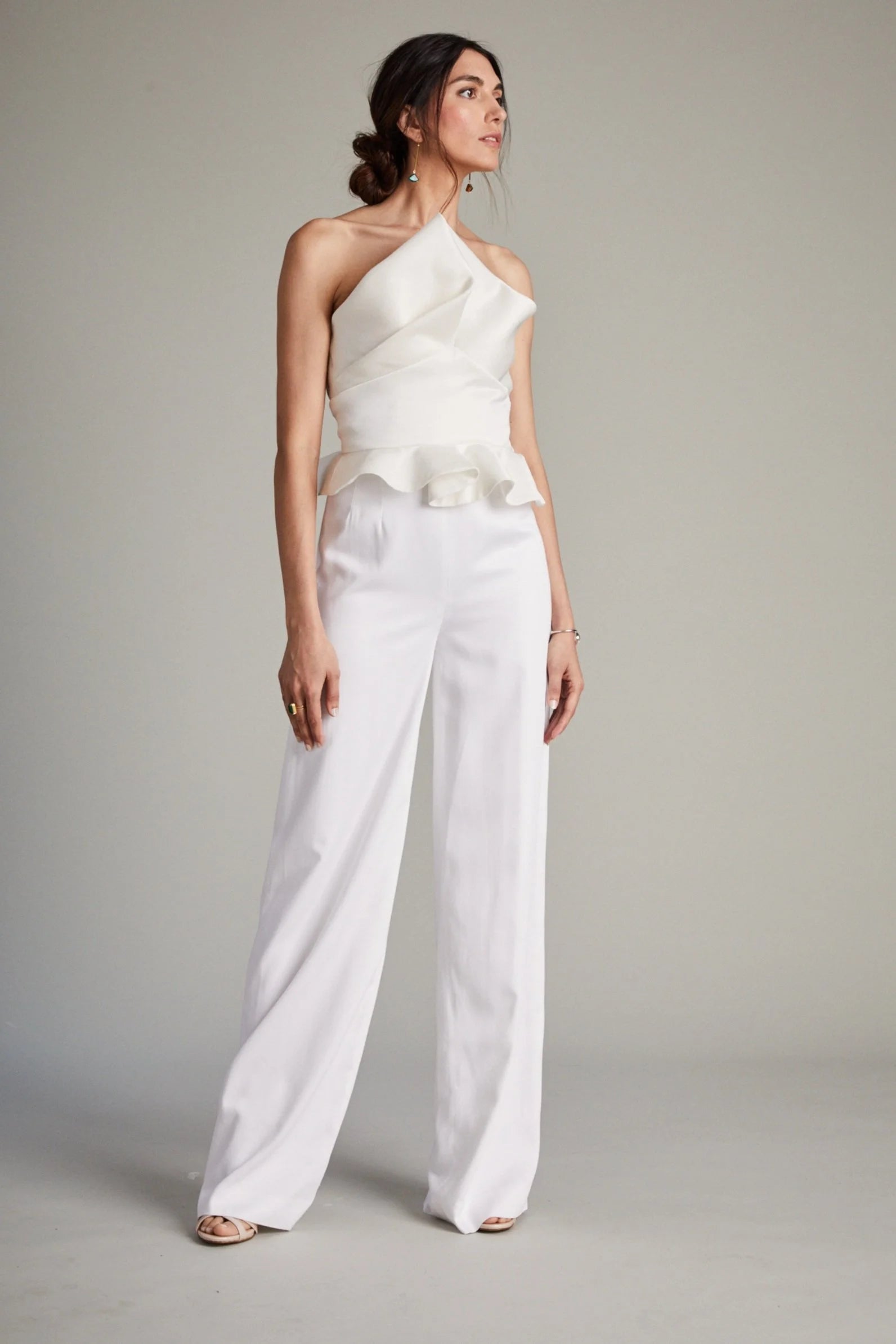 White Zaha Bodice with Wide Leg Trousers