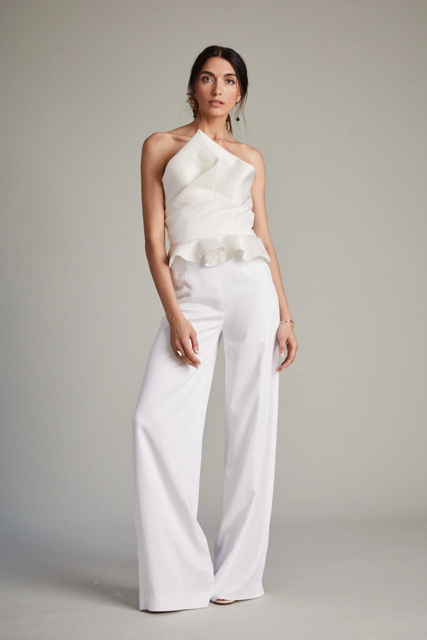 White Zaha Bodice with Wide Leg Trousers