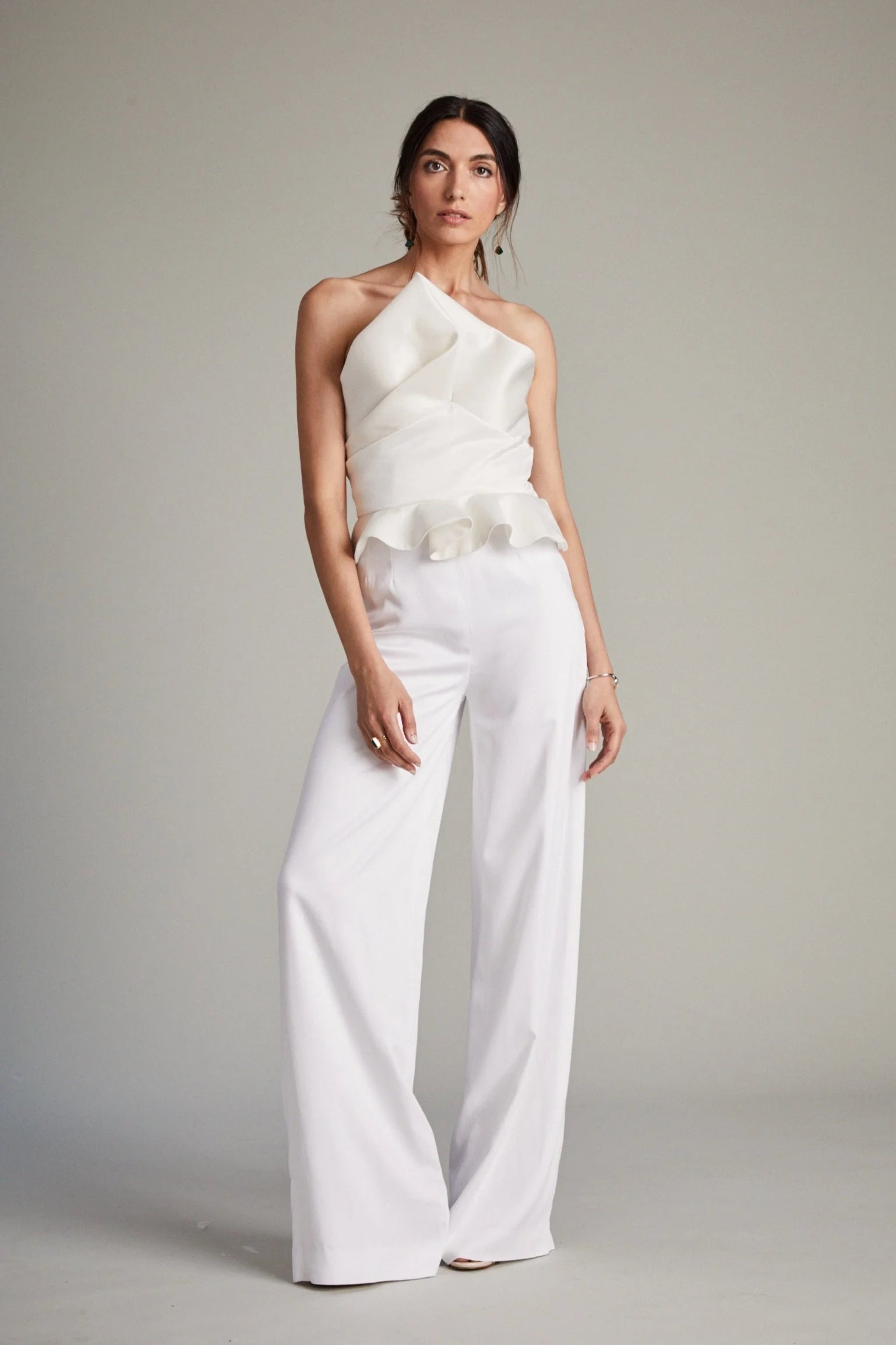 White Zaha Bodice with Wide Leg Trousers