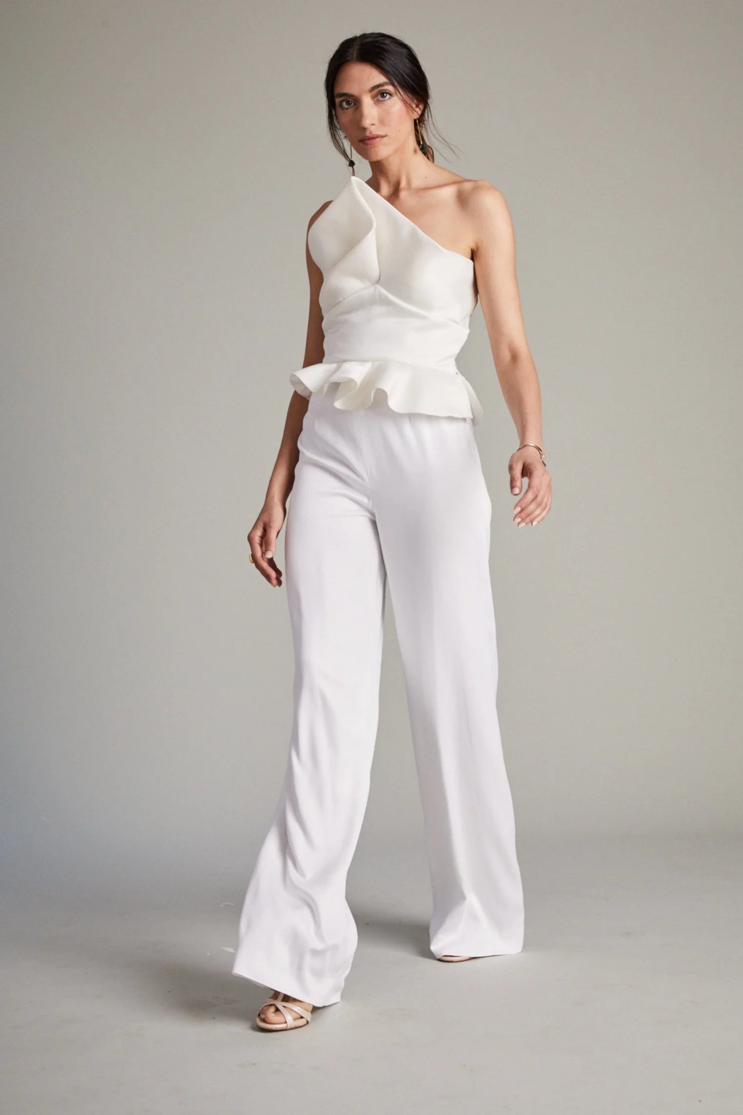 White Zaha Bodice with Wide Leg Trousers